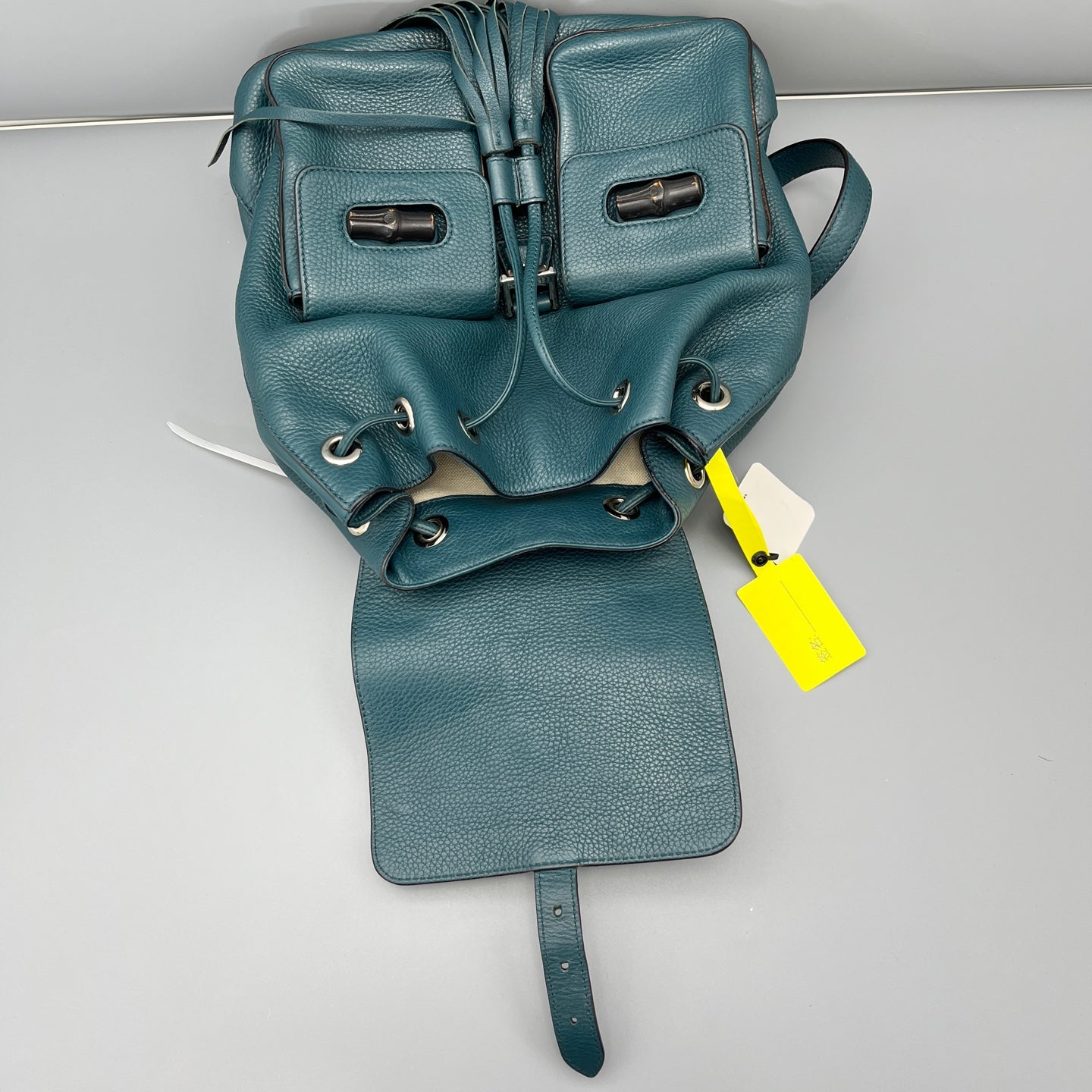 Gucci - Bamboo Tassel Backpack - Grained leather - Blue - (medium)