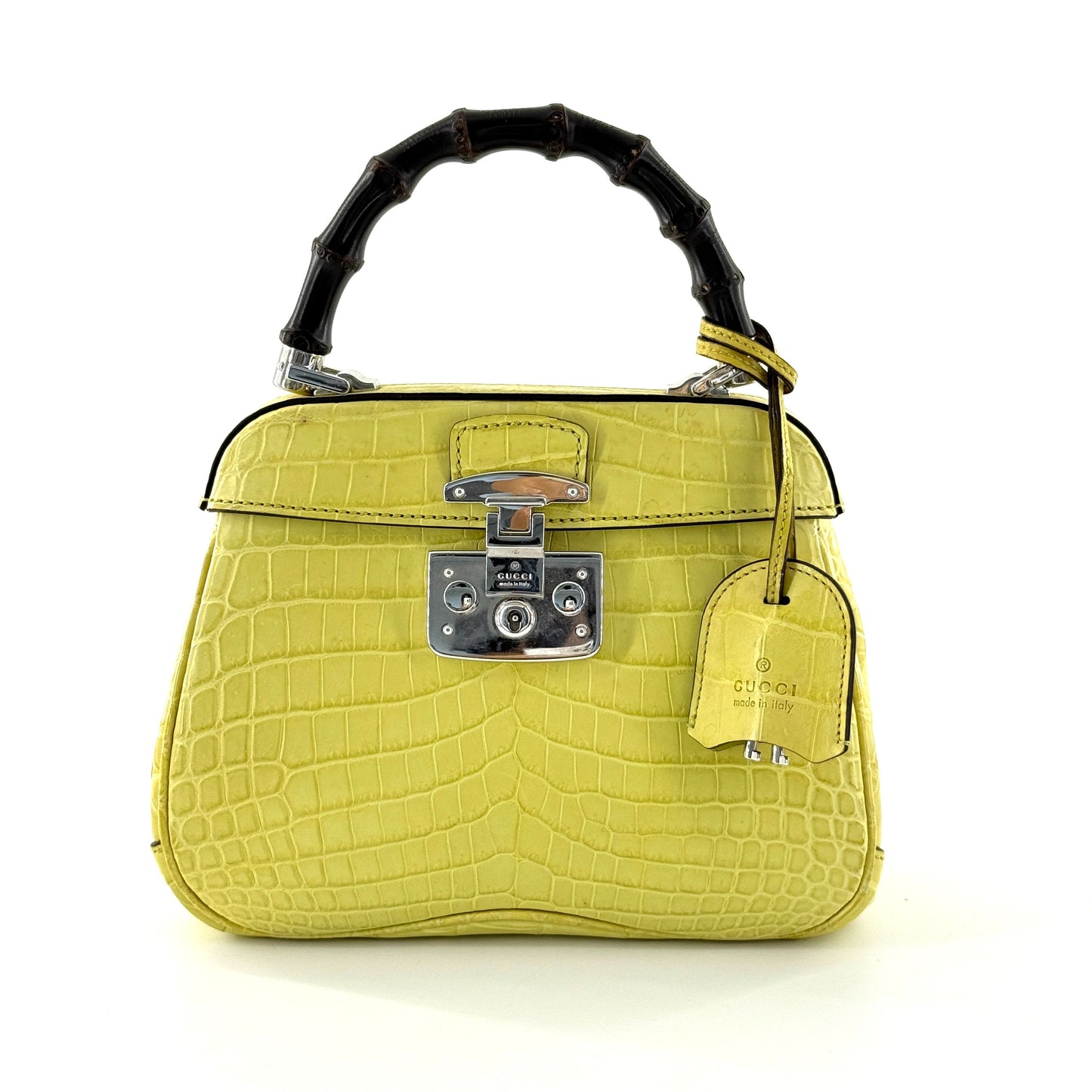 Gucci - Bamboo Top Handle - Crocodile leather with bamboo handle - Yellow - (Small)