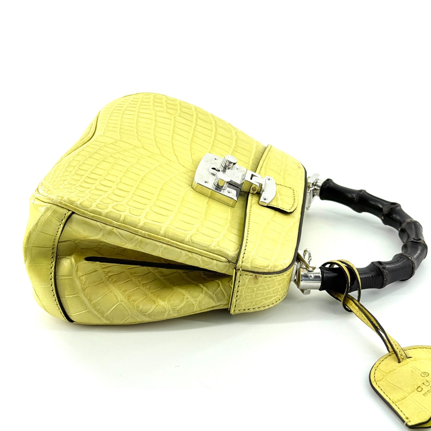 Gucci - Bamboo Top Handle - Crocodile leather with bamboo handle - Yellow - (Small)