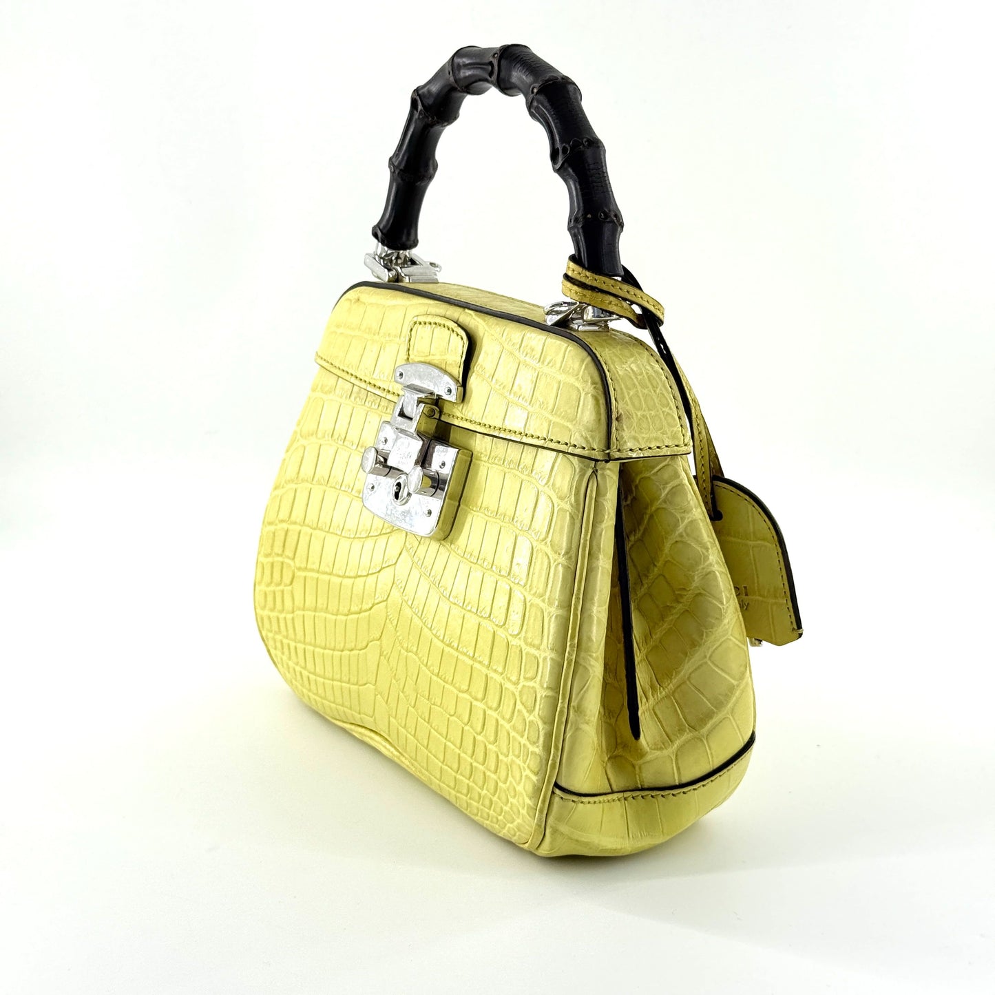 Gucci - Bamboo Top Handle - Crocodile leather with bamboo handle - Yellow - (Small)