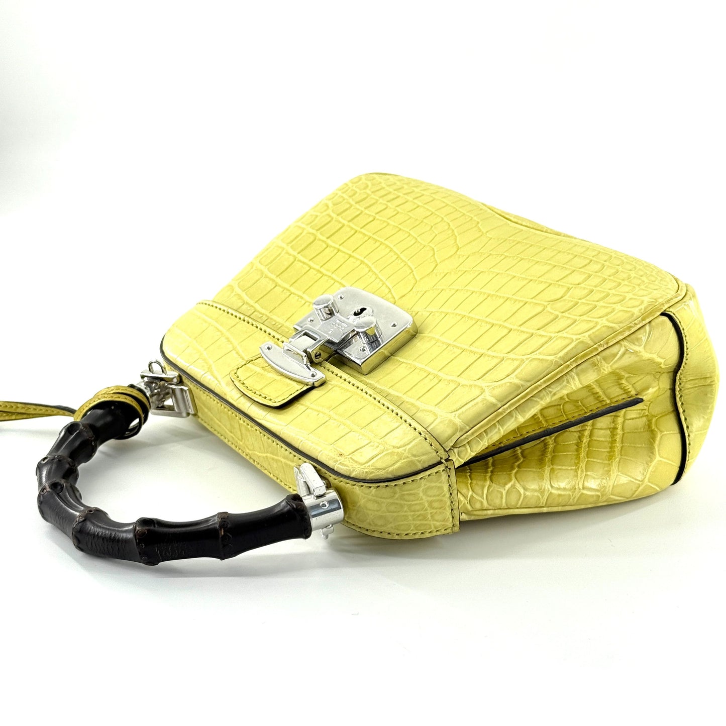 Gucci - Bamboo Top Handle - Crocodile leather with bamboo handle - Yellow - (Small)