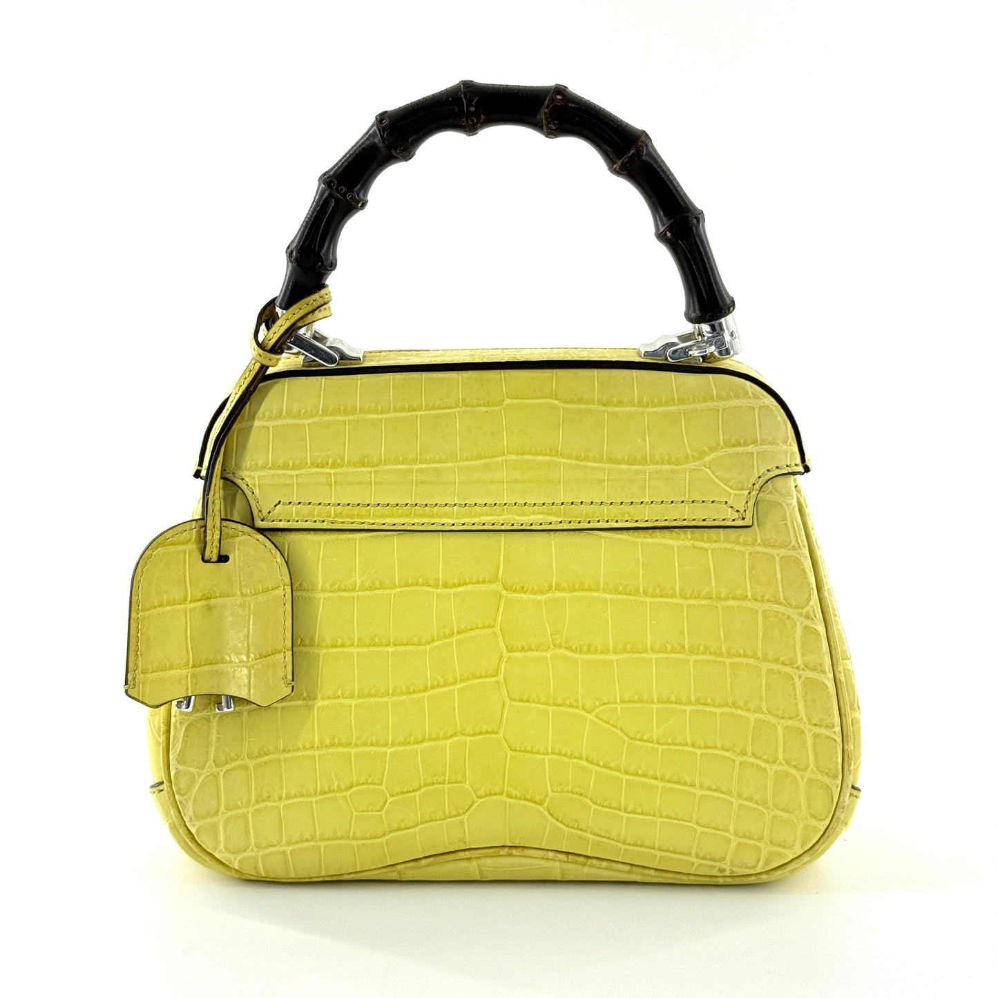 Gucci - Bamboo Top Handle - Crocodile leather with bamboo handle - Yellow - (Small)
