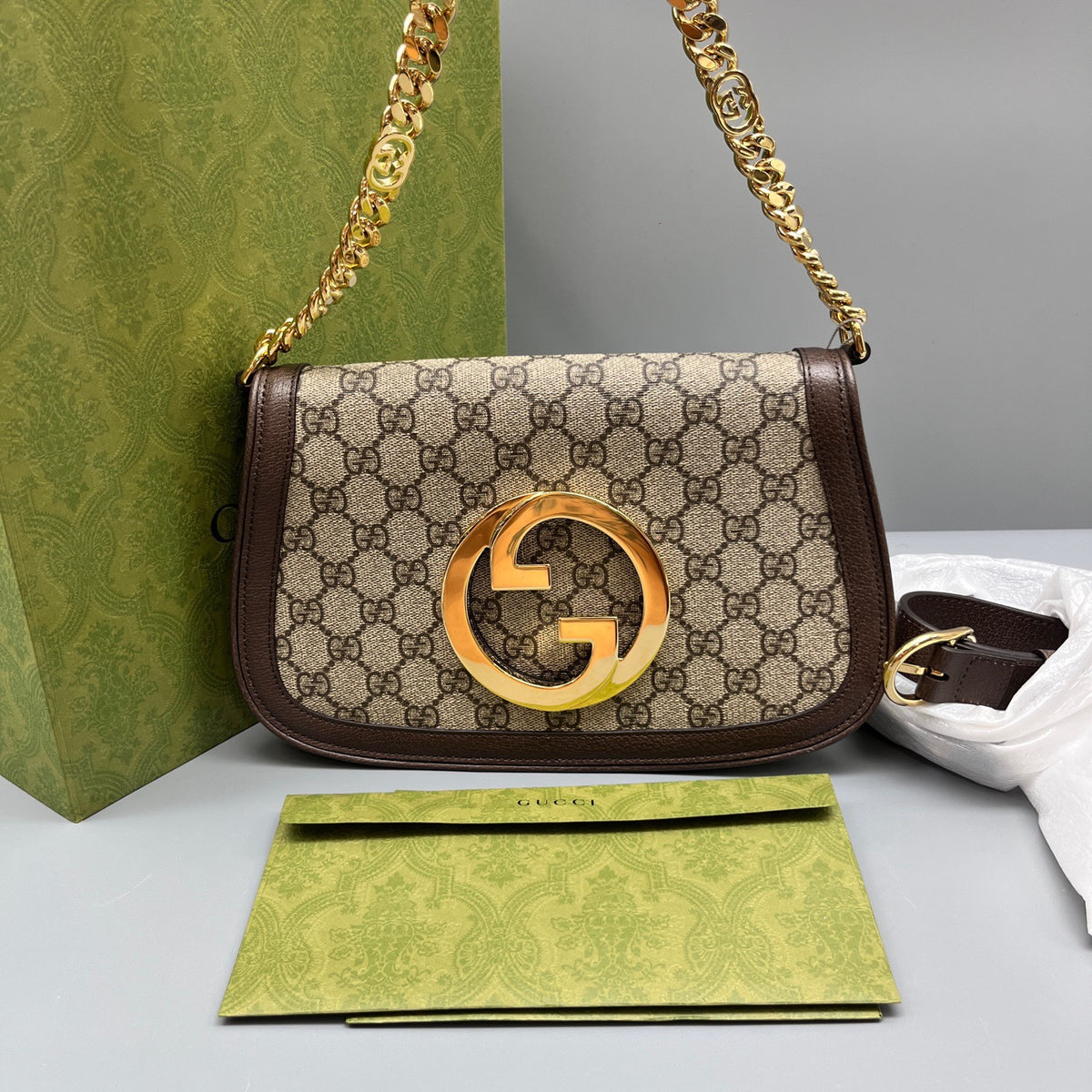 Gucci - Blondie Chain Bag - Cloth - Brown - (medium)