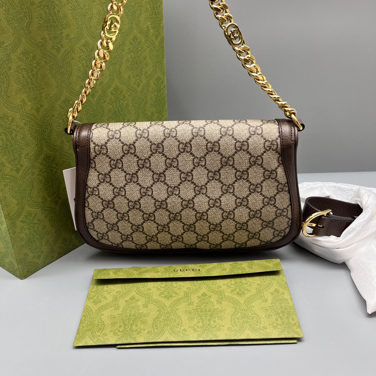 Gucci - Blondie Chain Bag - Cloth - Brown - (medium)