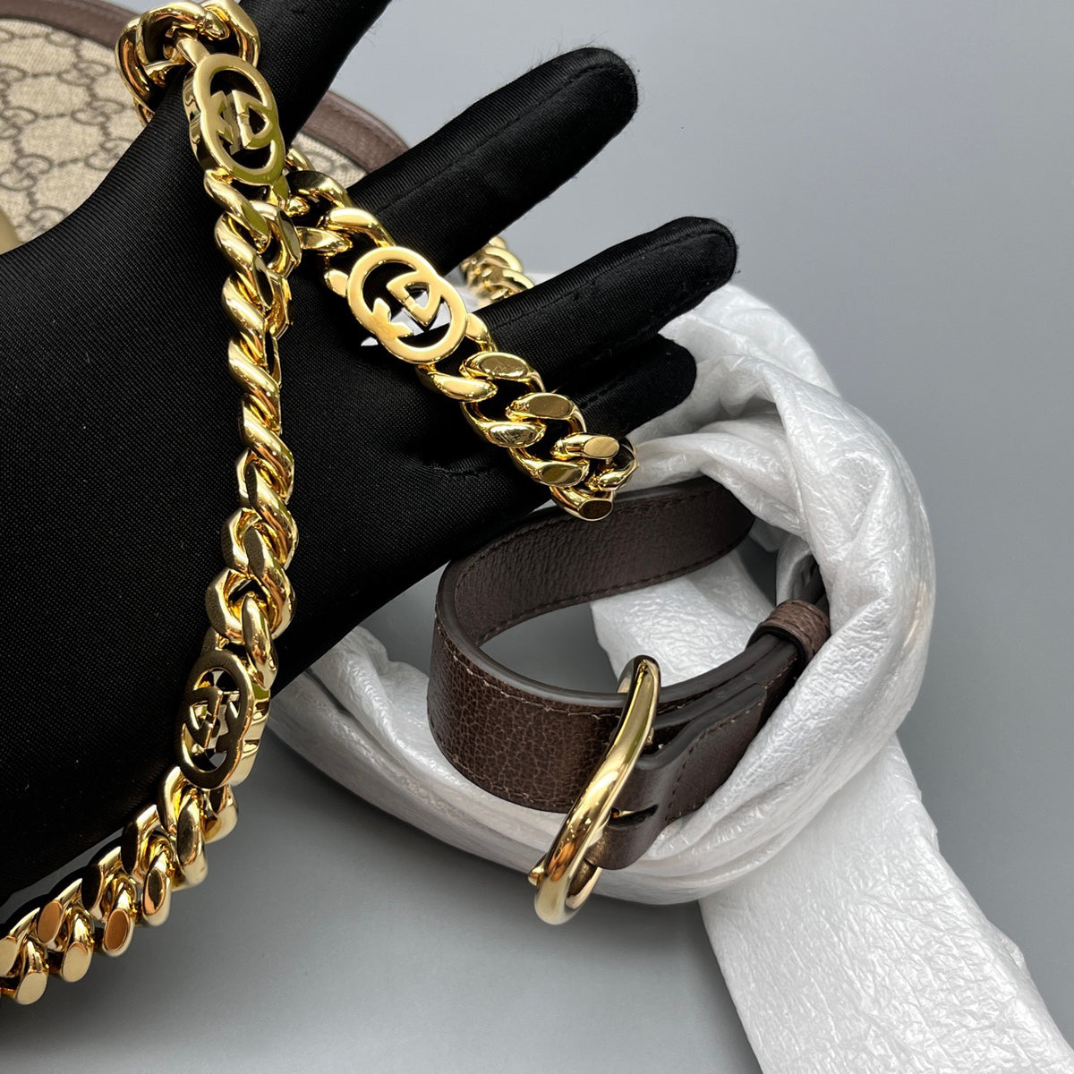 Gucci - Blondie Chain Bag - Cloth - Brown - (medium)