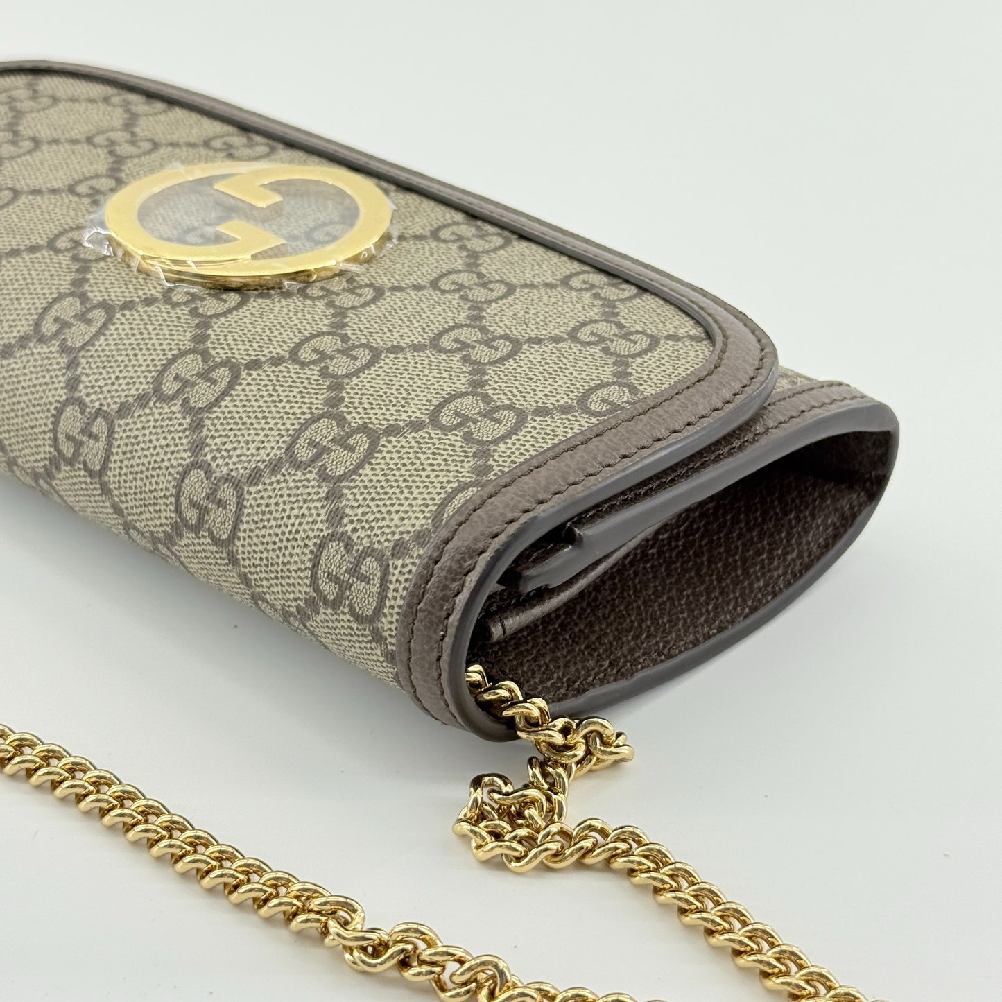 Gucci - Blondie Chain Wallet - GG Supreme canvas with leather trim - Beige and Brown - (mini)