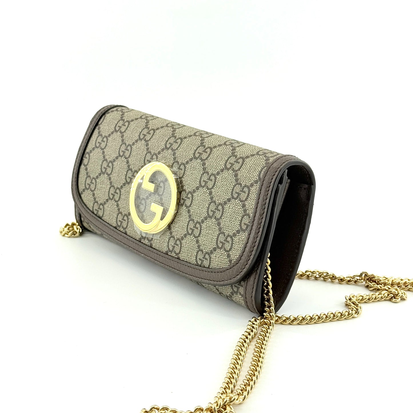 Gucci - Blondie Chain Wallet - GG Supreme canvas with leather trim - Beige and Brown - (mini)