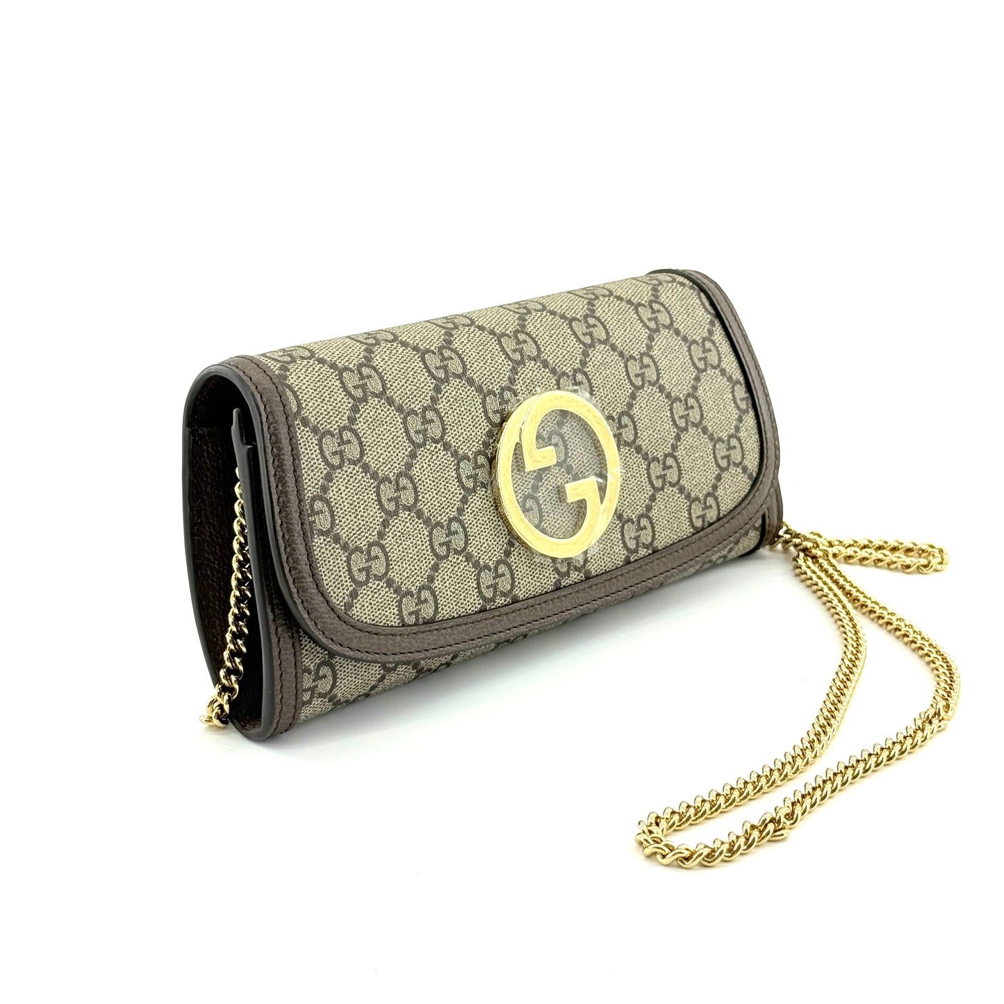 Gucci - Blondie Chain Wallet - GG Supreme canvas with leather trim - Beige and Brown - (mini)