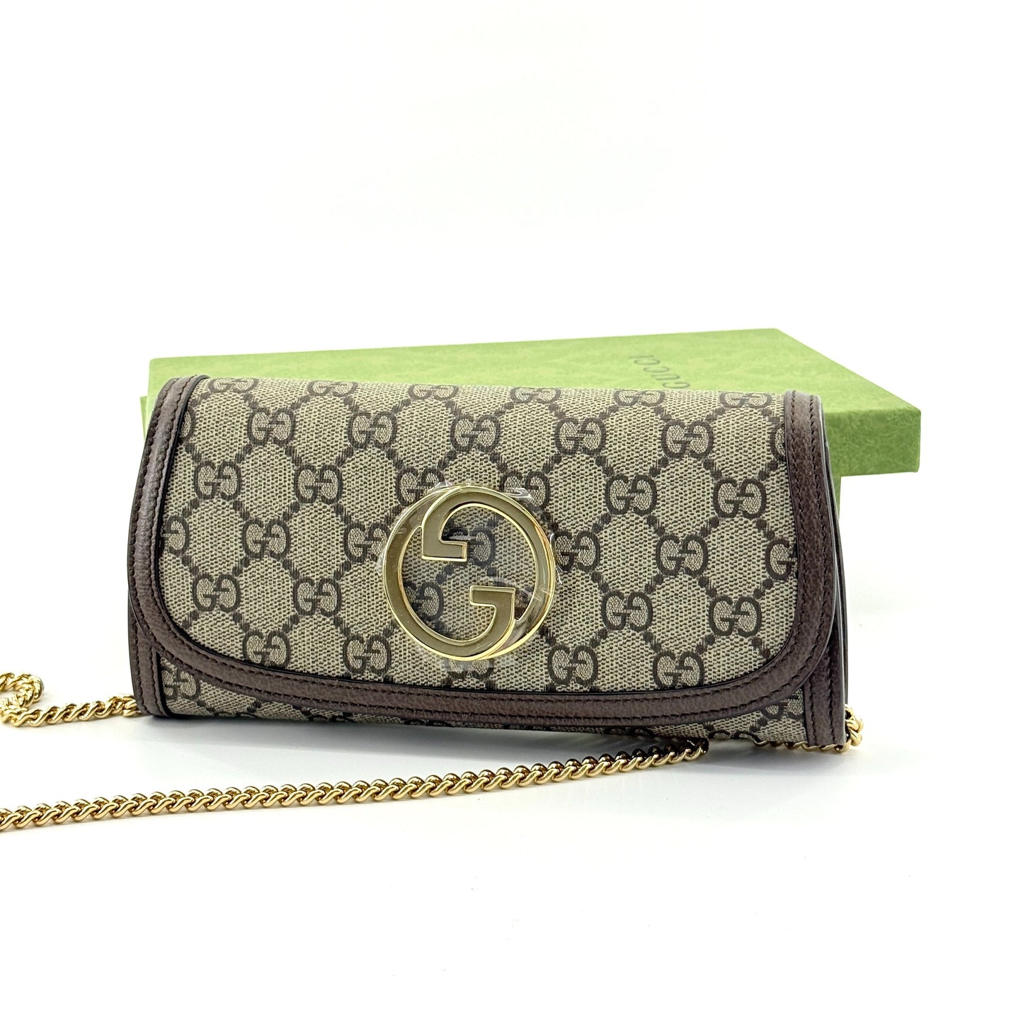 Gucci - Blondie Chain Wallet - GG Supreme canvas with leather trim - Beige and Brown - (mini)
