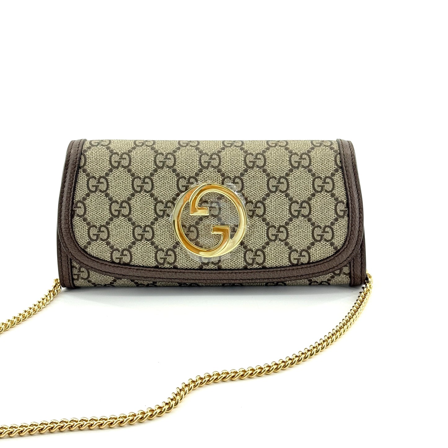 Gucci - Blondie Chain Wallet - GG Supreme canvas with leather trim - Beige and Brown - (mini)