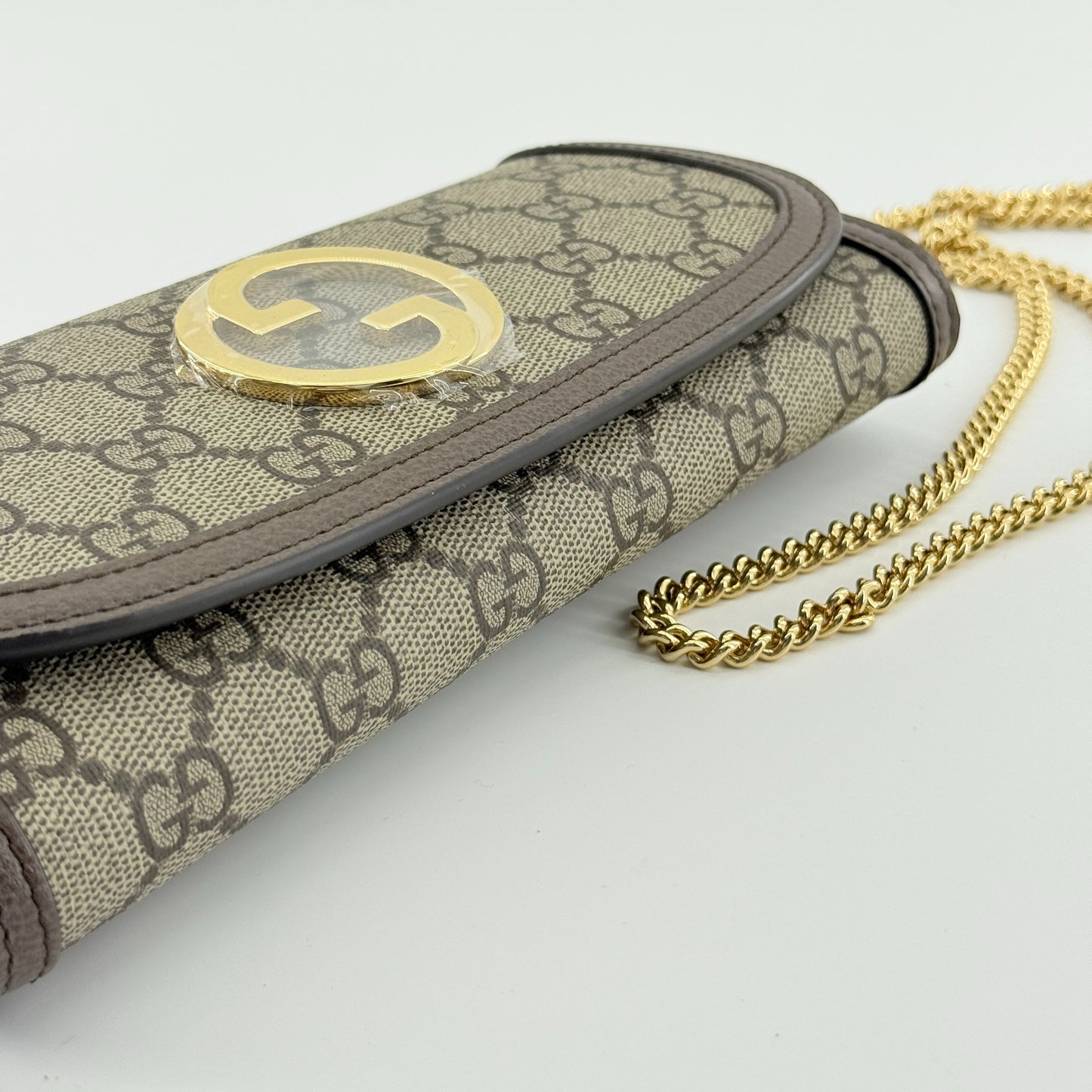 Gucci - Blondie Chain Wallet - GG Supreme canvas with leather trim - Beige and Brown - (mini)
