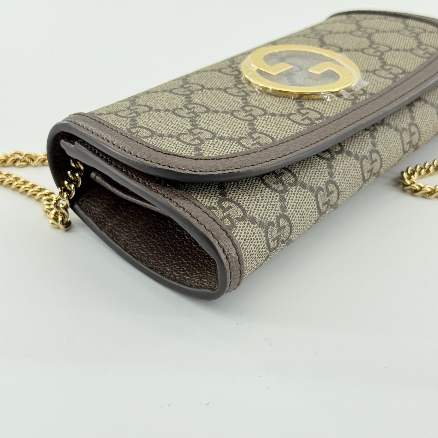 Gucci - Blondie Chain Wallet - GG Supreme canvas with leather trim - Beige and Brown - (mini)