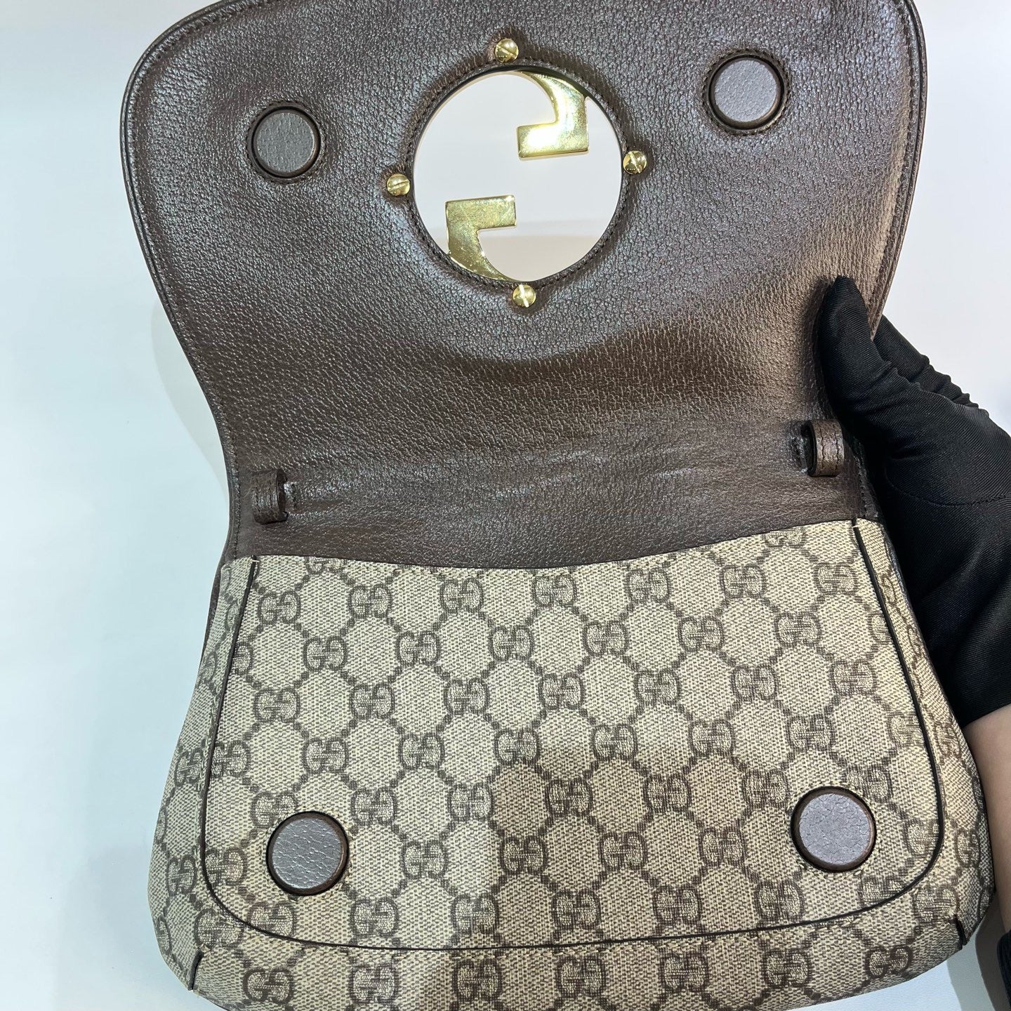 Gucci - Blondie - GG Supreme canvas with leather trim - Beige and Brown with Gold-Tone Hardware - (mini)