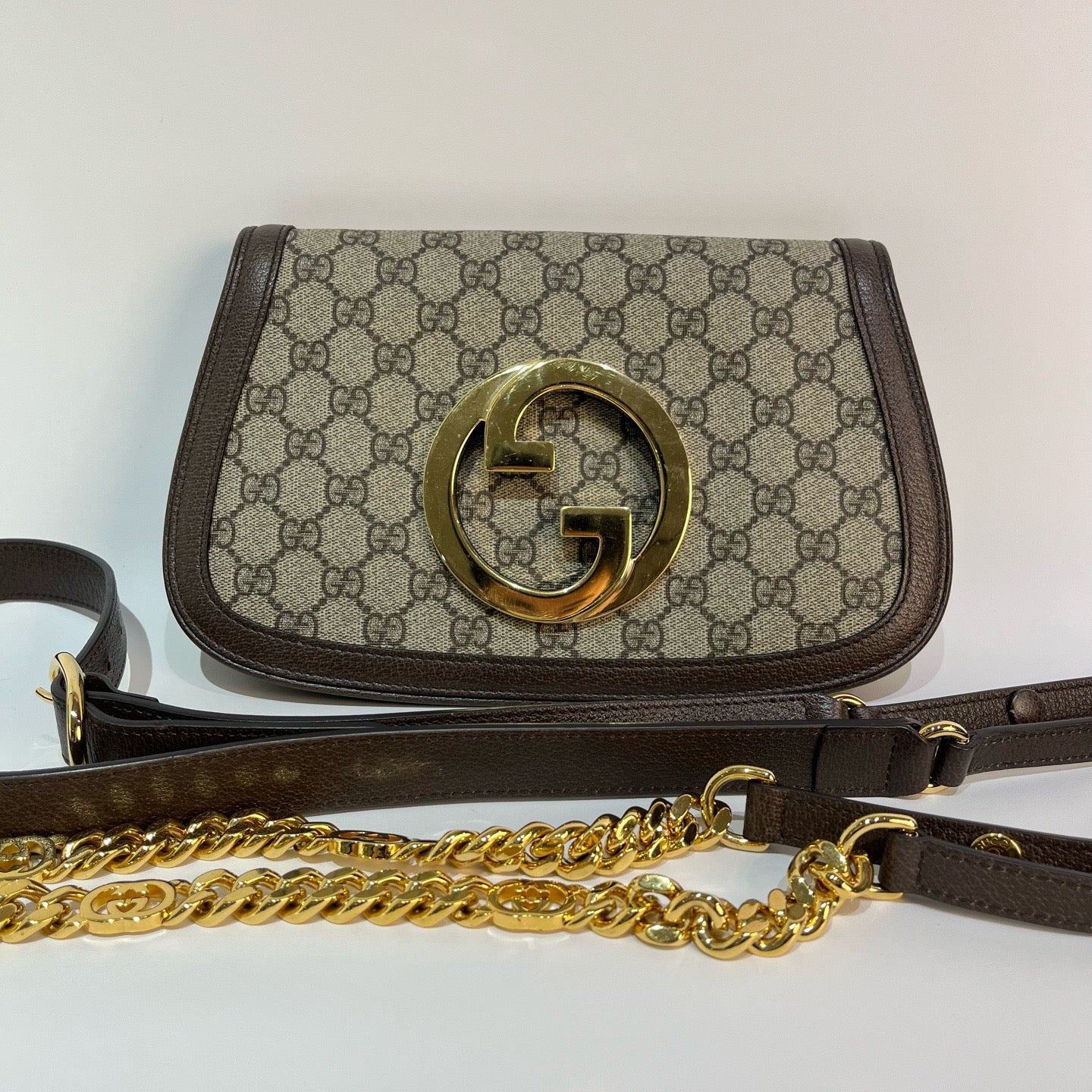 Gucci - Blondie - GG Supreme canvas with leather trim - Beige and Brown with Gold-Tone Hardware - (mini)