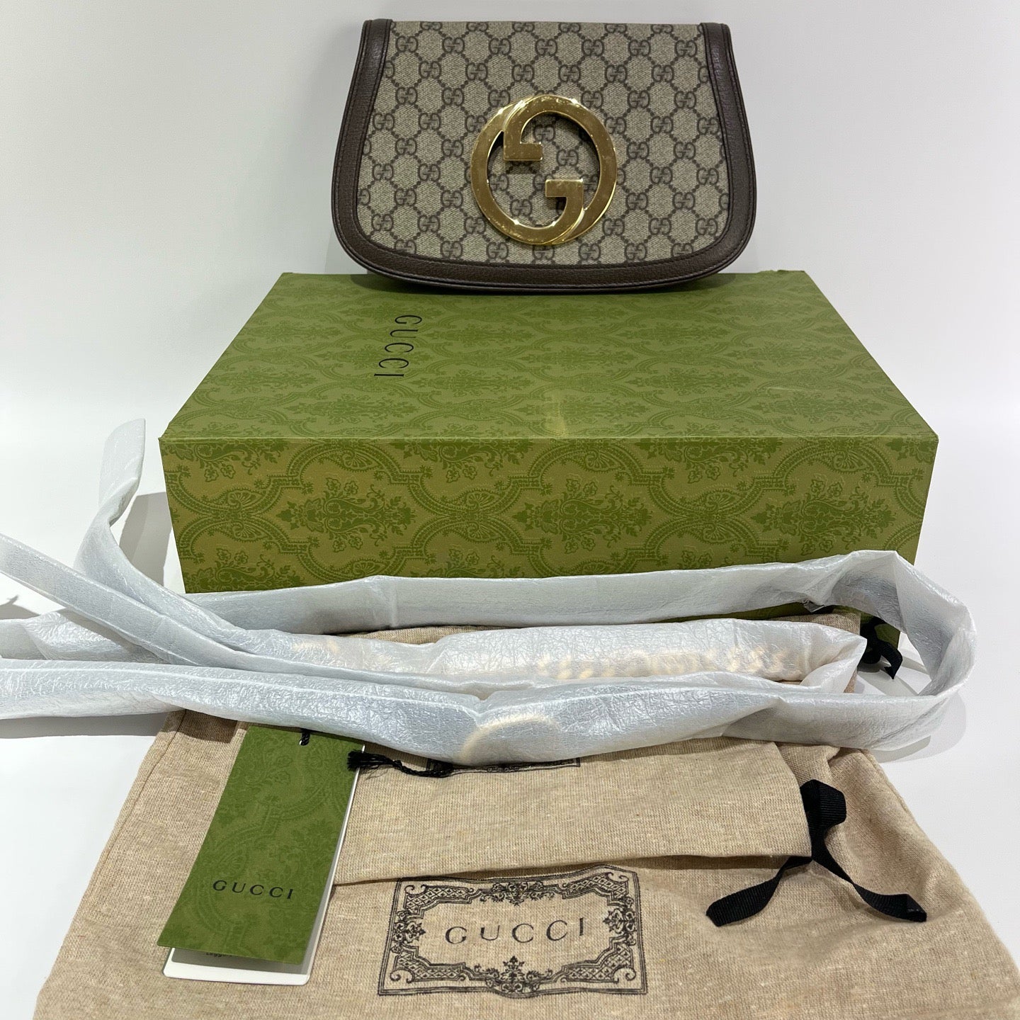 Gucci - Blondie - GG Supreme canvas with leather trim - Beige and Brown with Gold-Tone Hardware - (mini)