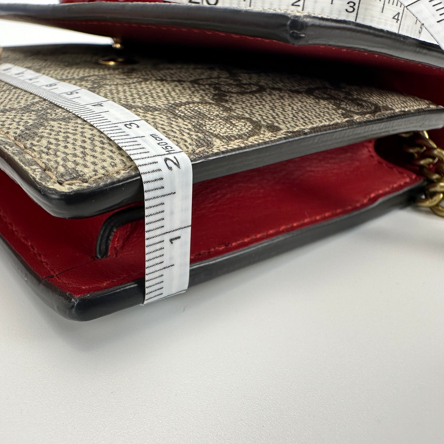 Gucci - Cherry WOC - GG Supreme canvas with leather trim - Beige and Ebony with Red accents - (mini)