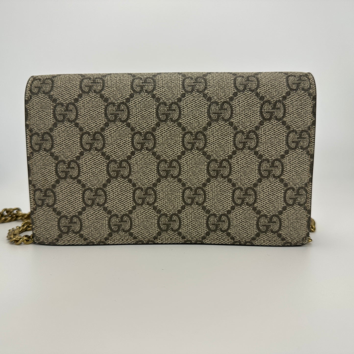 Gucci - Cherry WOC - GG Supreme canvas with leather trim - Beige and Ebony with Red accents - (mini)