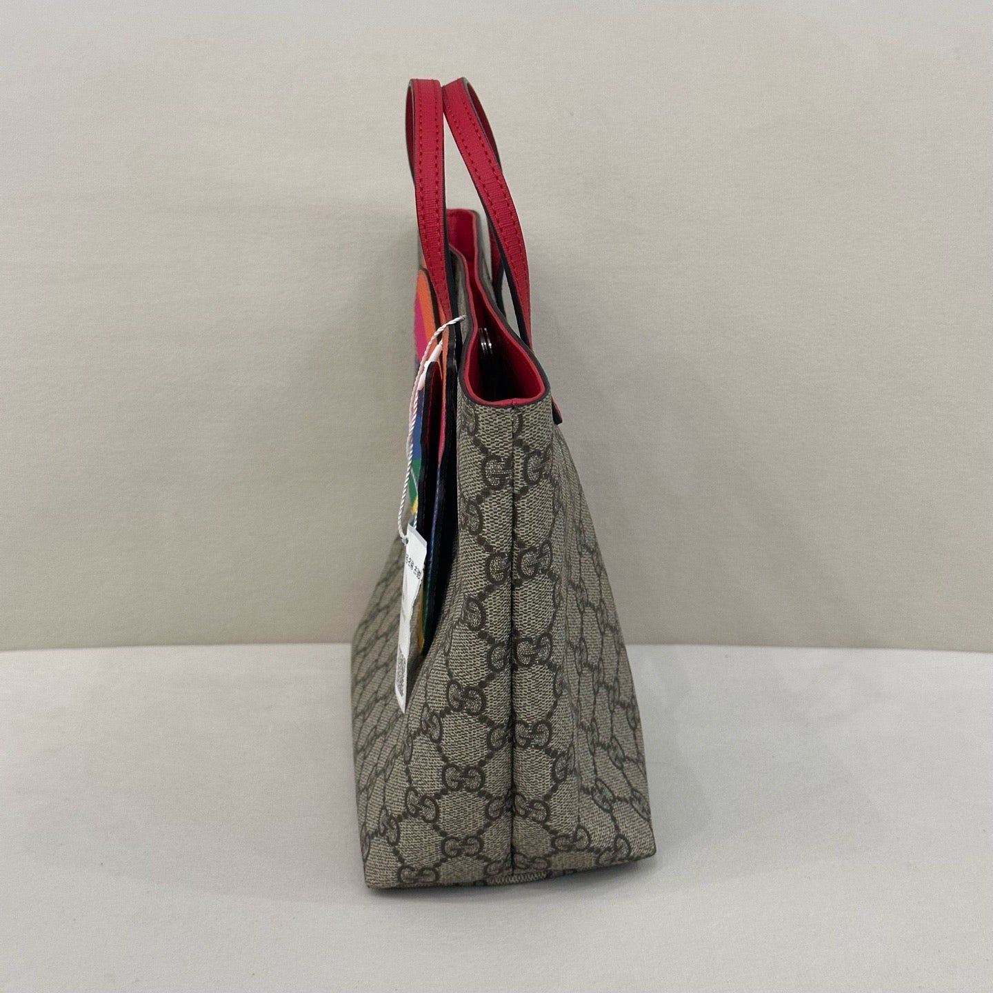 Gucci - Children's Rainbow Butterfly Tote Bag - GG Supreme canvas with leather trim - Beige with Multicolour and Red accents - (mini)