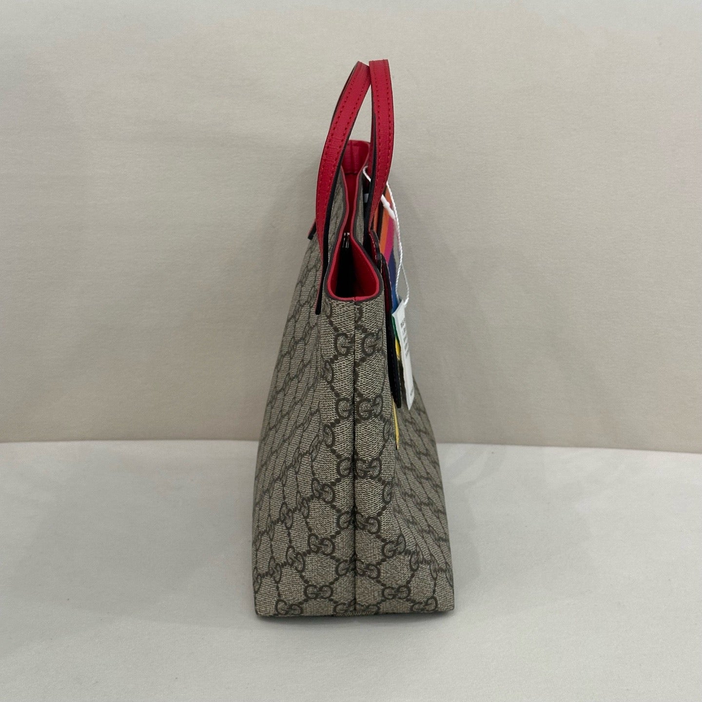 Gucci - Children's Rainbow Butterfly Tote Bag - GG Supreme canvas with leather trim - Beige with Multicolour and Red accents - (mini)
