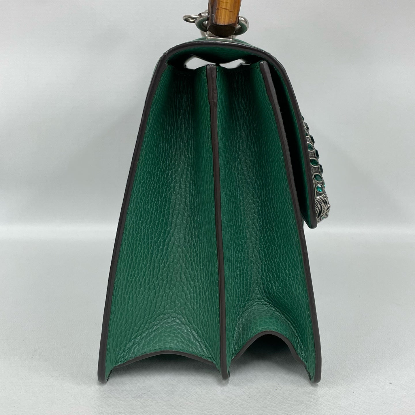 Gucci - Dionysus Bamboo Top Handle Bag - Grained leather - Green with Antiqued Silver-Tone Hardware - (medium)