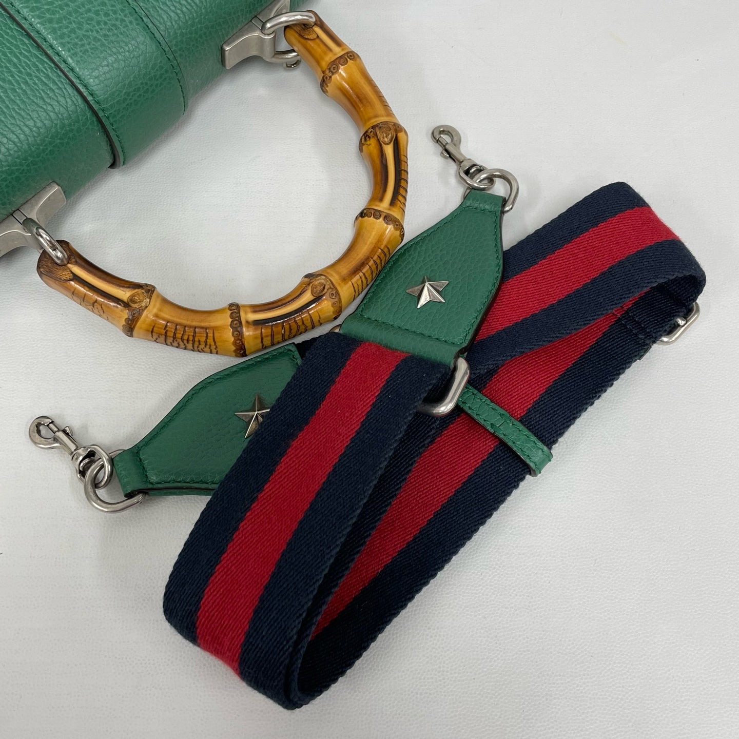 Gucci - Dionysus Bamboo Top Handle Bag - Grained leather - Green with Antiqued Silver-Tone Hardware - (medium)