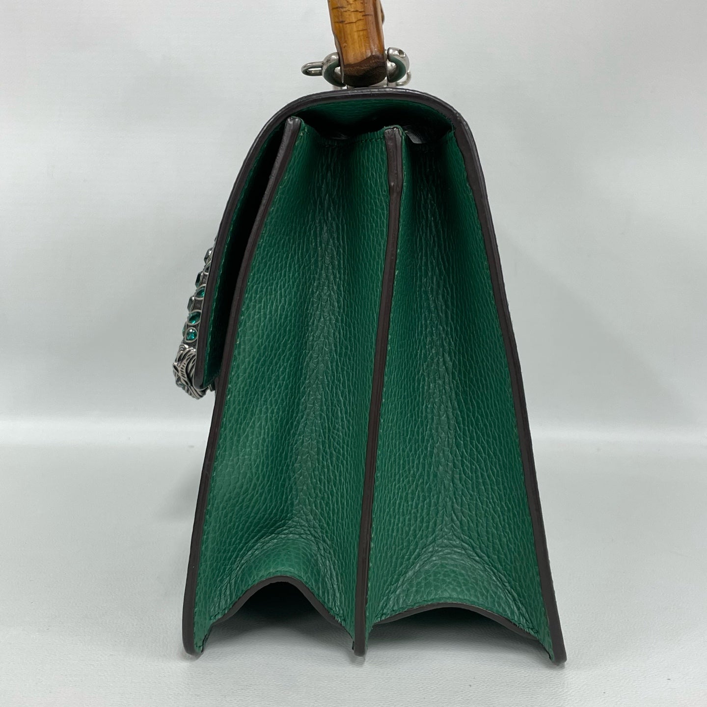 Gucci - Dionysus Bamboo Top Handle Bag - Grained leather - Green with Antiqued Silver-Tone Hardware - (medium)