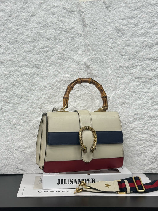 Gucci - Dionysus Bamboo Top Handle Bag - Leather - White - (Medium)