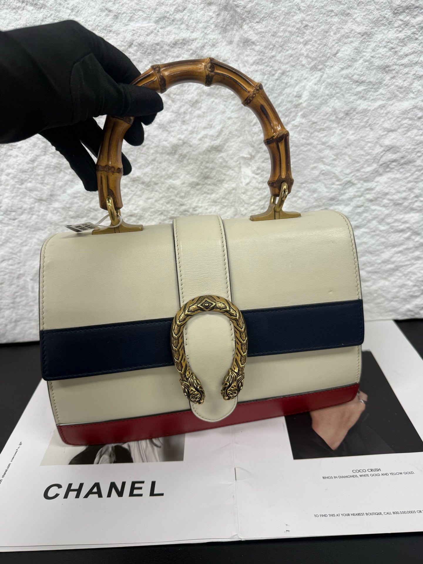 Gucci - Dionysus Bamboo Top Handle Bag - Leather - White - (Medium)