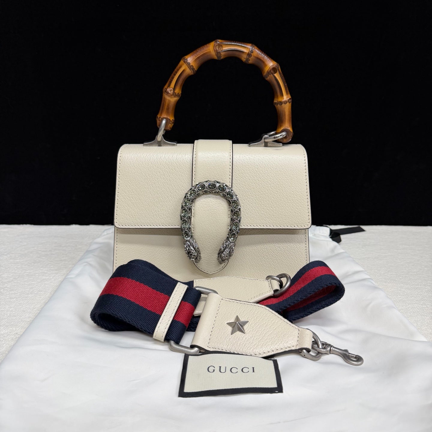 Gucci - Dionysus Bamboo Top Handle Bag - Leather - White - (mini)