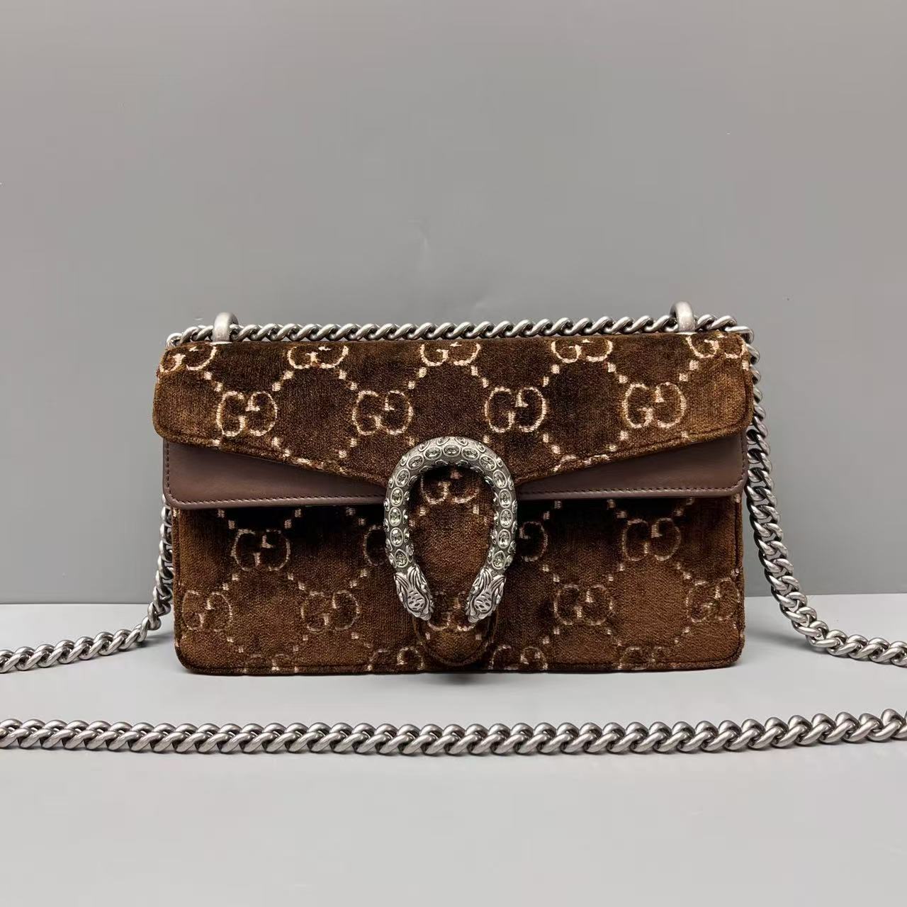 Gucci - Dionysus Chain Bag - Velvet - Brown - (Small)