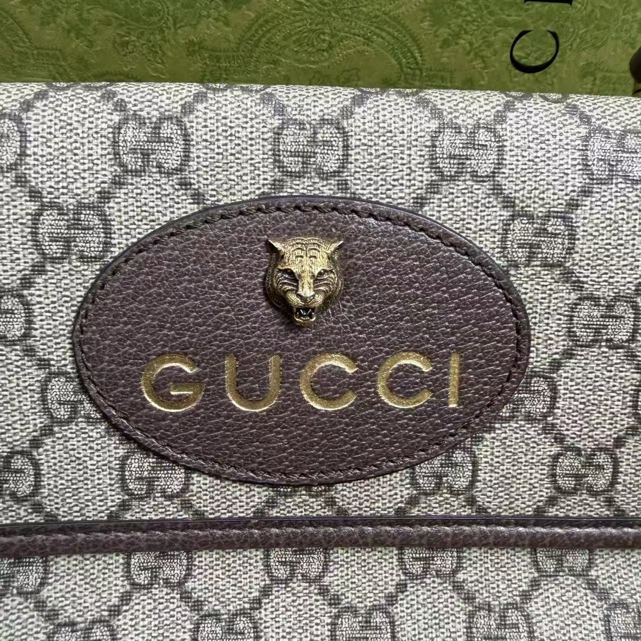Gucci - Dionysus Double-Sided Tiger Head Small Flap Bag - GG Supreme coated canvas with brown leather trim - Beige with brown accents and multi-color web strap - (Small)