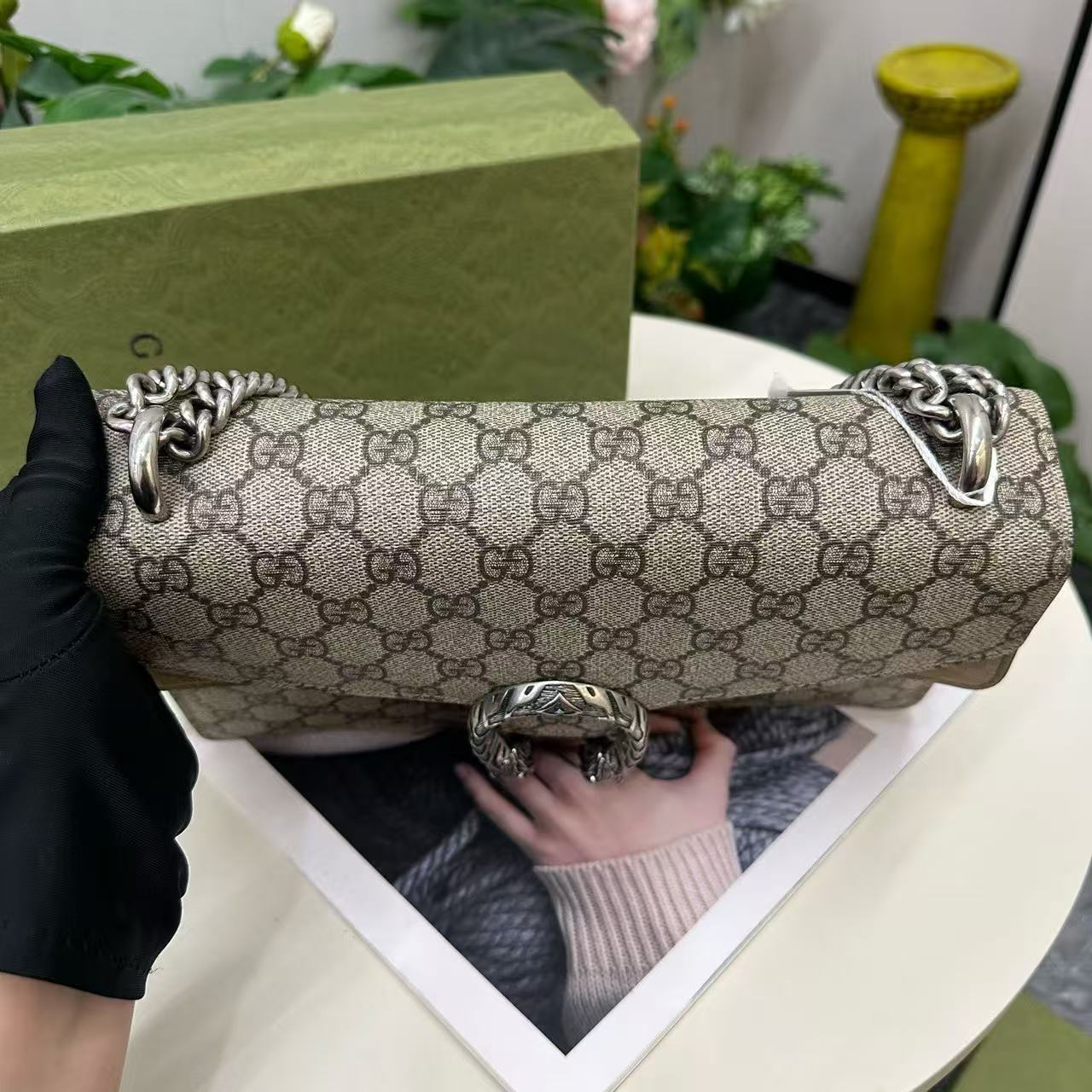 Gucci - Dionysus - GG Supreme canvas and Suede - Camel with brown monogram and antiqued silver-tone hardware - (medium)