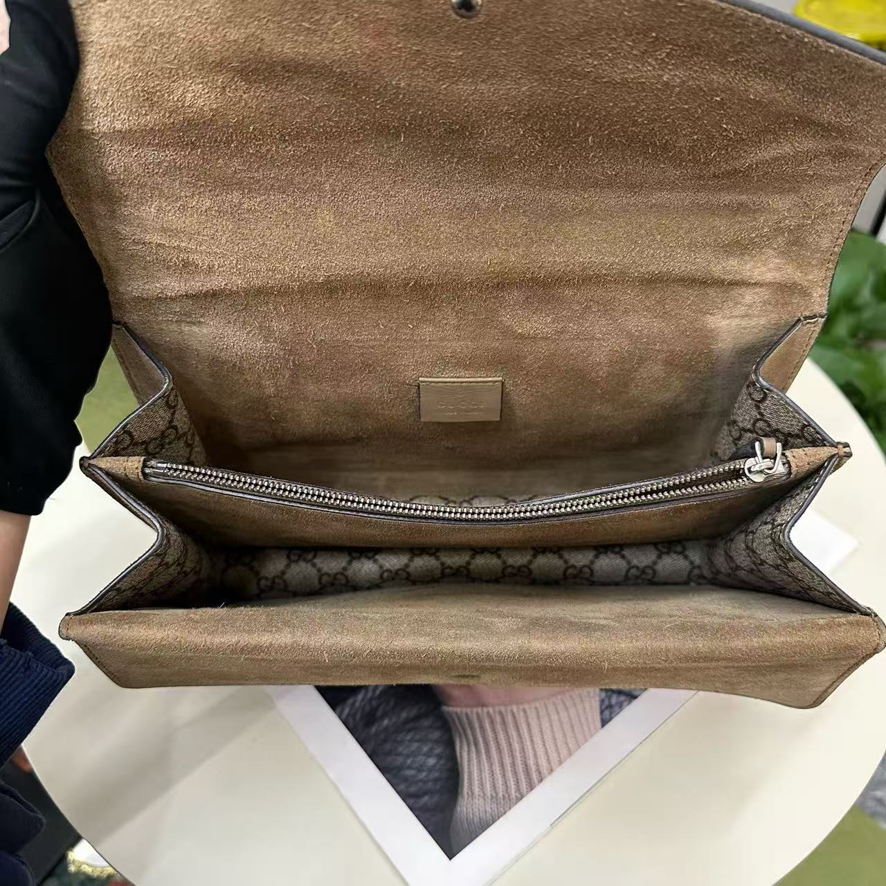 Gucci - Dionysus - GG Supreme canvas and Suede - Camel with brown monogram and antiqued silver-tone hardware - (medium)