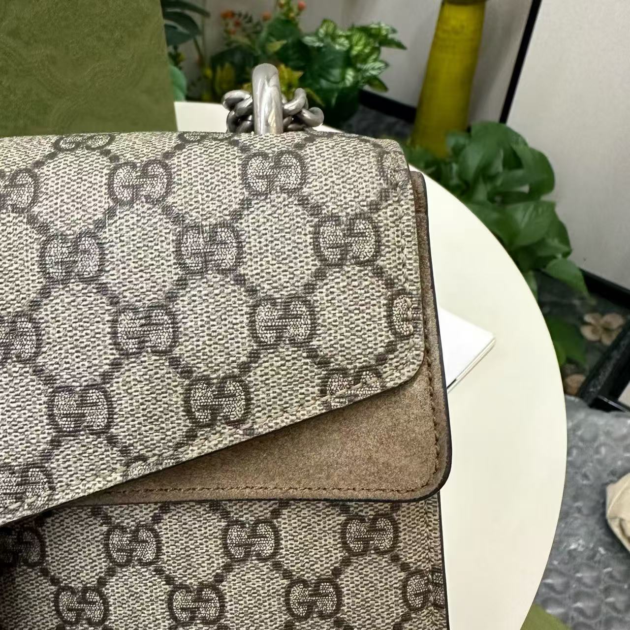 Gucci - Dionysus - GG Supreme canvas and Suede - Camel with brown monogram and antiqued silver-tone hardware - (medium)