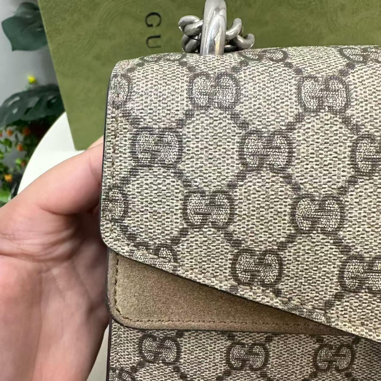 Gucci - Dionysus - GG Supreme canvas and Suede - Camel with brown monogram and antiqued silver-tone hardware - (medium)