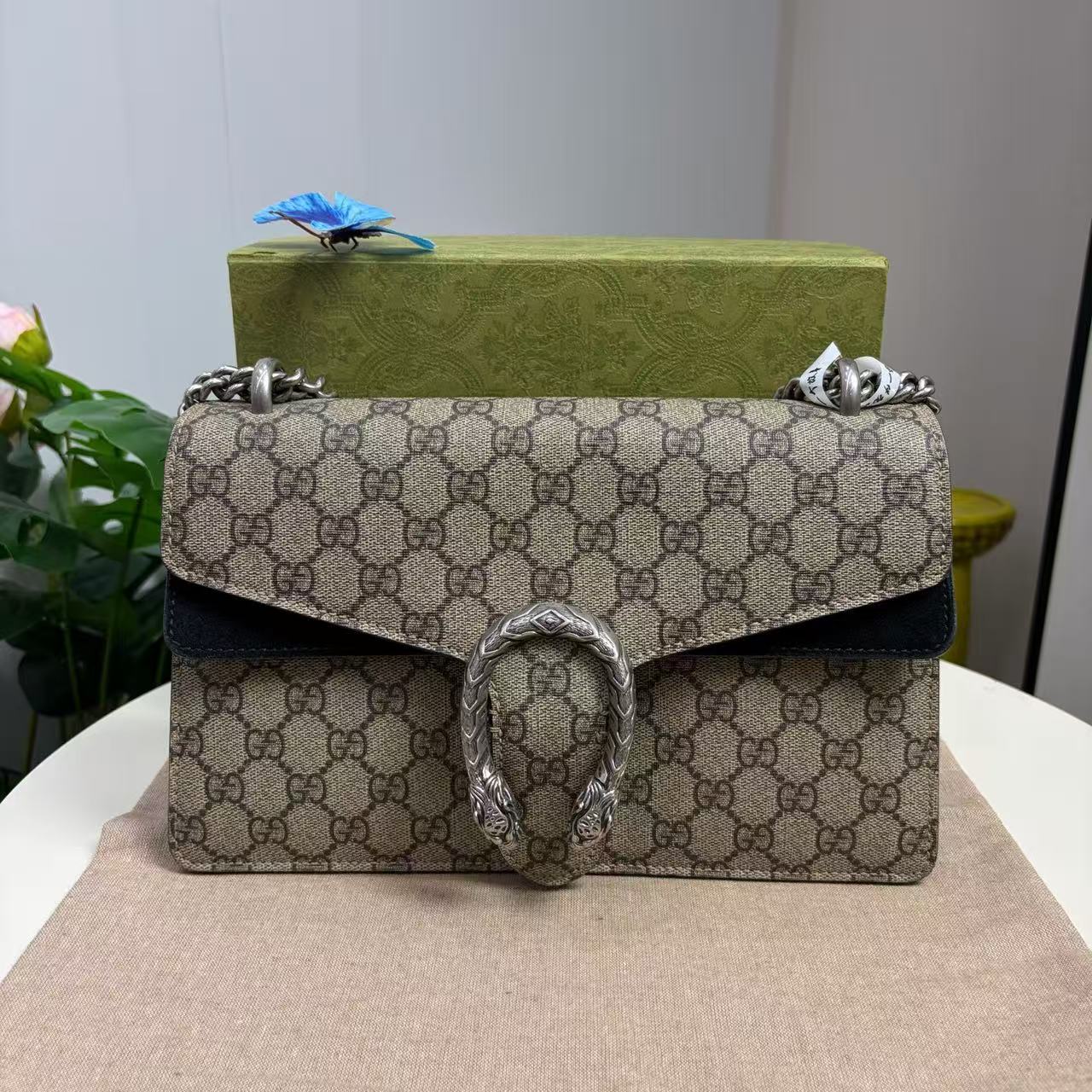 Gucci - Dionysus - GG Supreme canvas with black suede and leather trim - Black - (medium)