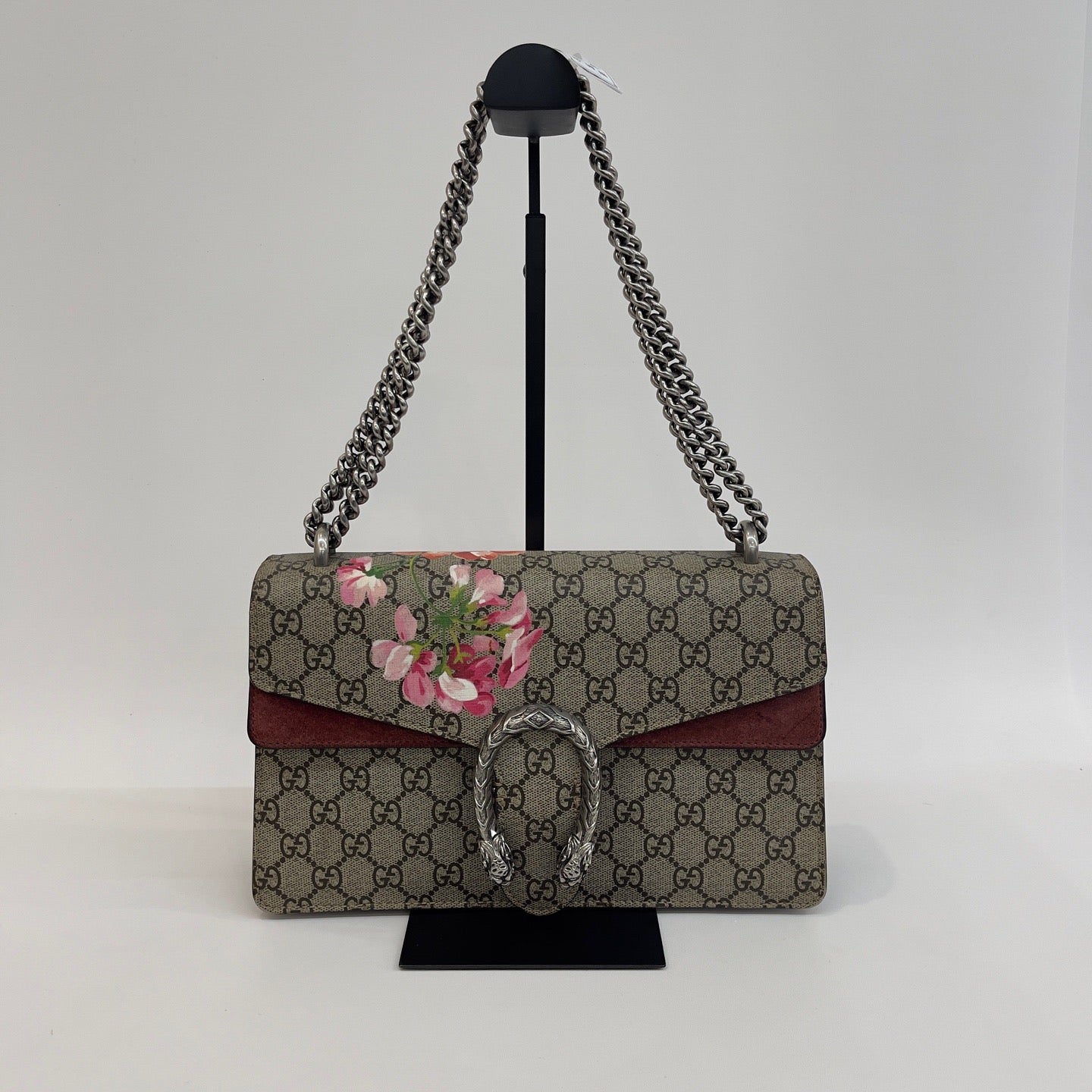 Gucci - Dionysus - GG Supreme canvas with suede and leather trim - Beige/Ebony with Multicolour Floral Print and Burgundy accents - (Medium)