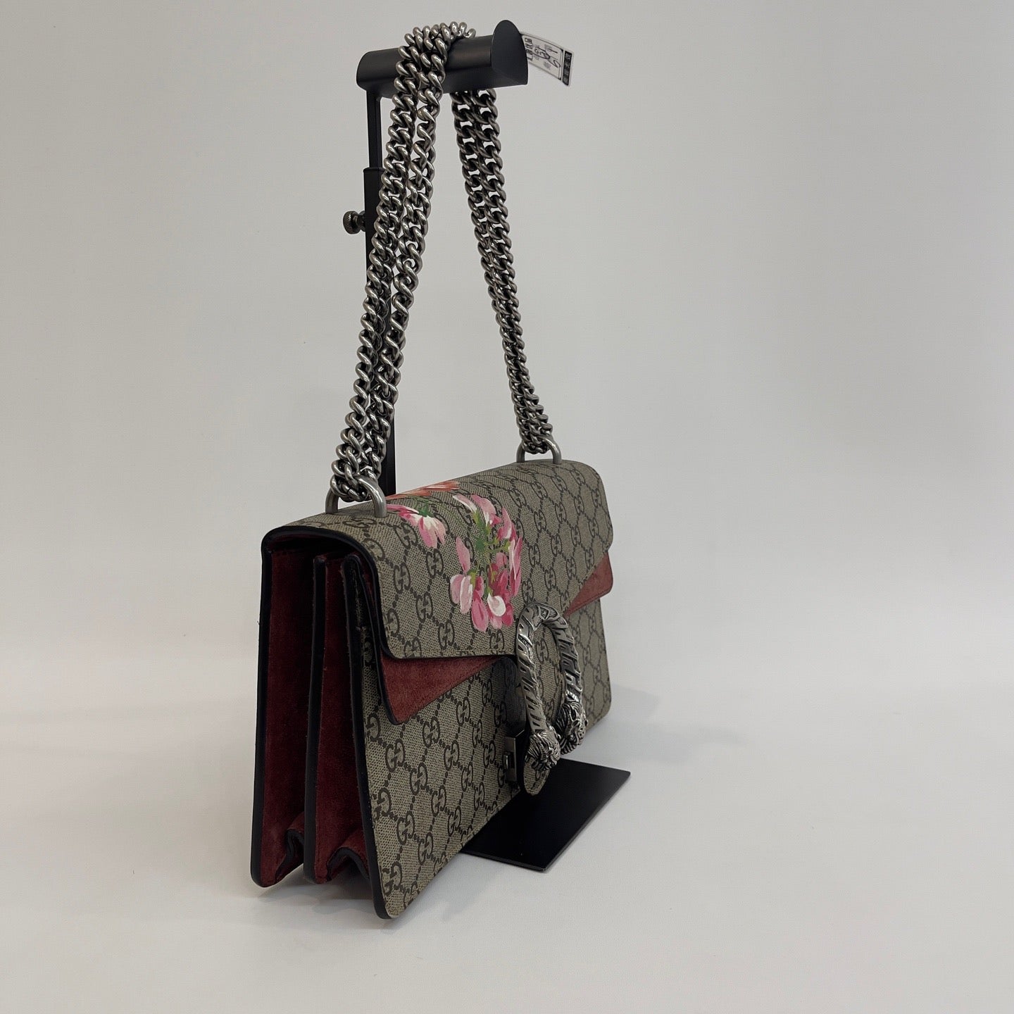 Gucci - Dionysus - GG Supreme canvas with suede and leather trim - Beige/Ebony with Multicolour Floral Print and Burgundy accents - (Medium)