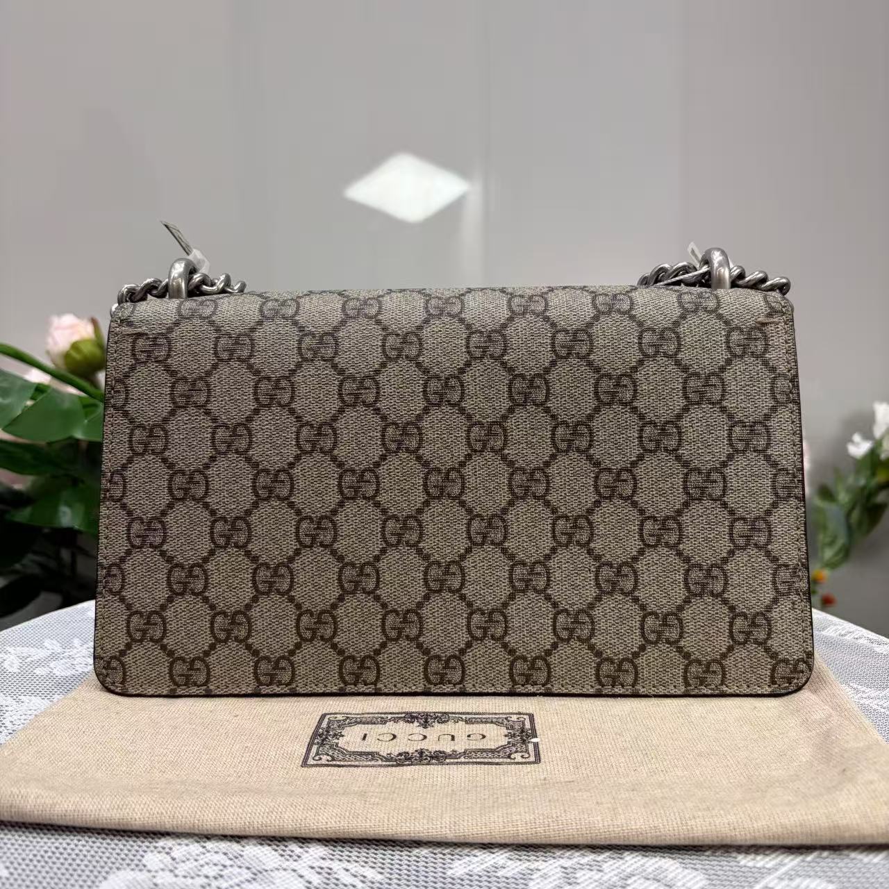 Gucci - Dionysus - GG Supreme coated canvas with red suede accents - Beige with red accents - (Small)