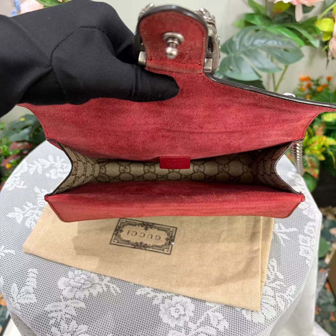 Gucci - Dionysus - GG Supreme coated canvas with red suede accents - Beige with red accents - (Small)