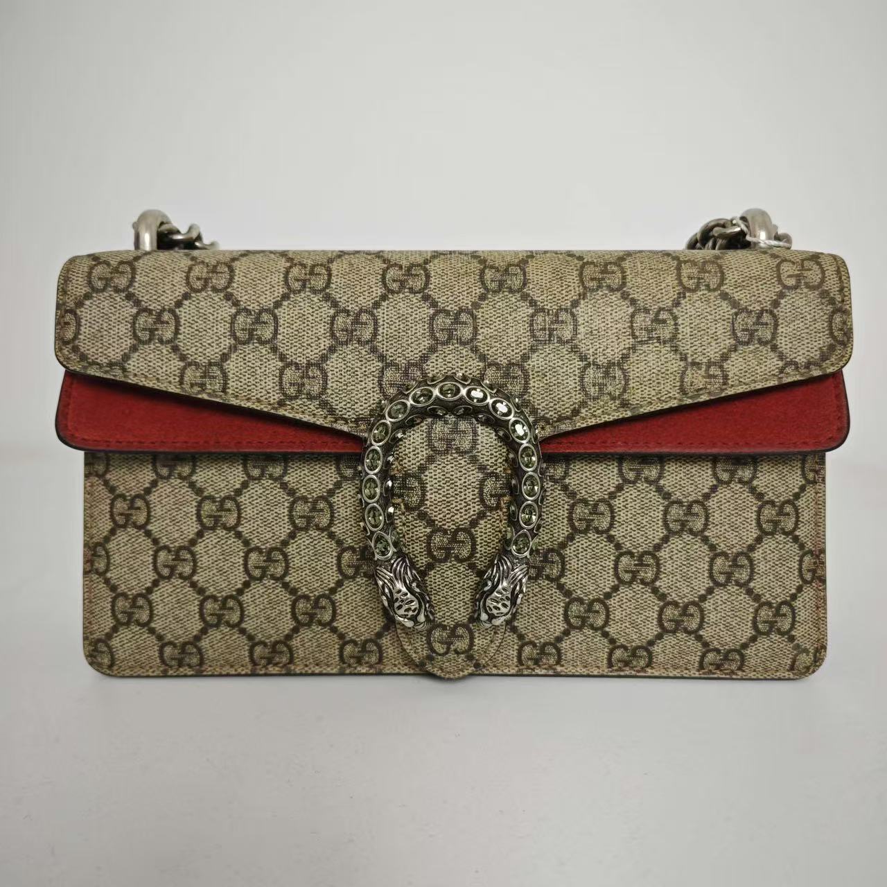 Gucci - Dionysus - GG Supreme coated canvas with suede accents - Beige and Red with Antiqued Silver-Tone Hardware - (Mini)