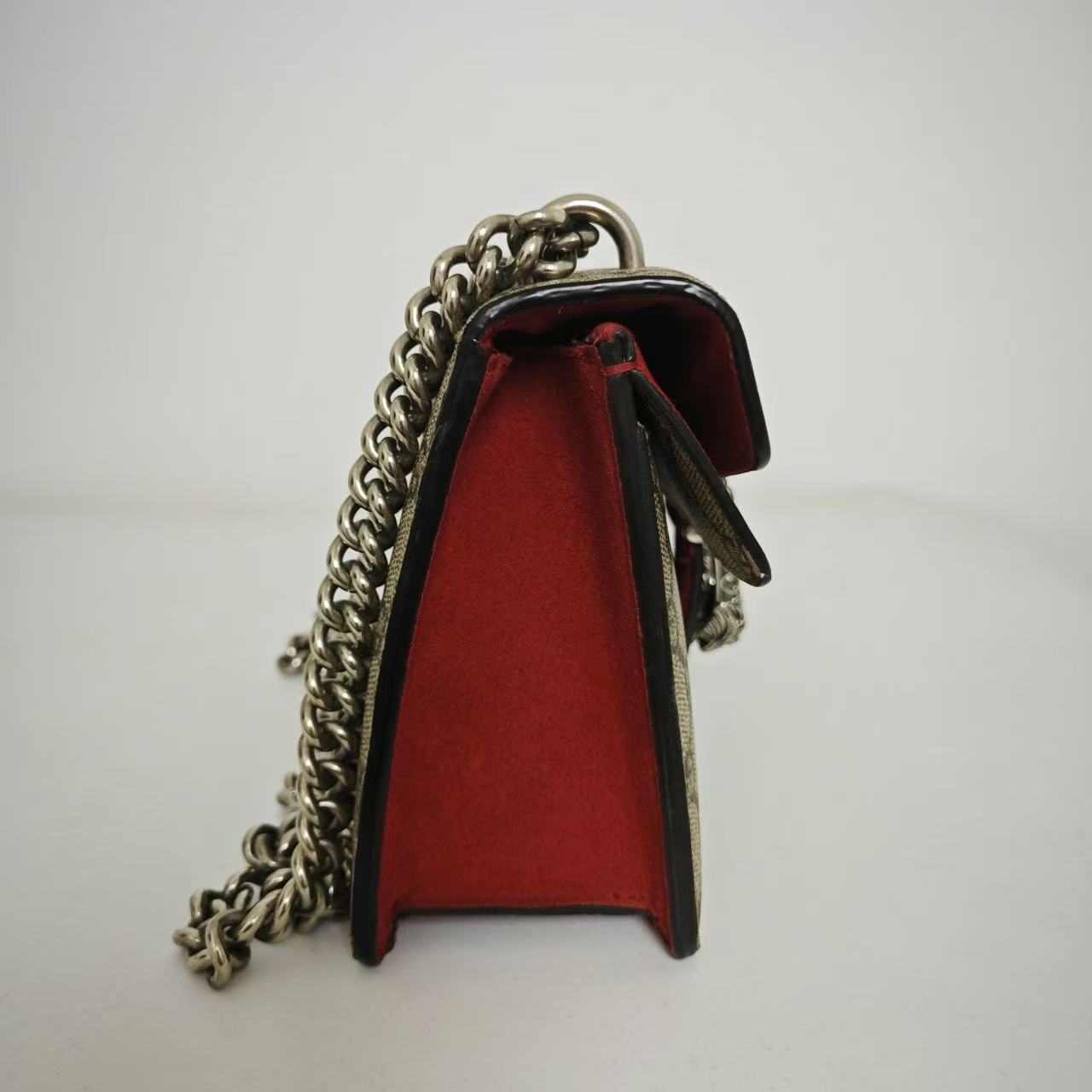 Gucci - Dionysus - GG Supreme coated canvas with suede accents - Beige and Red with Antiqued Silver-Tone Hardware - (Mini)