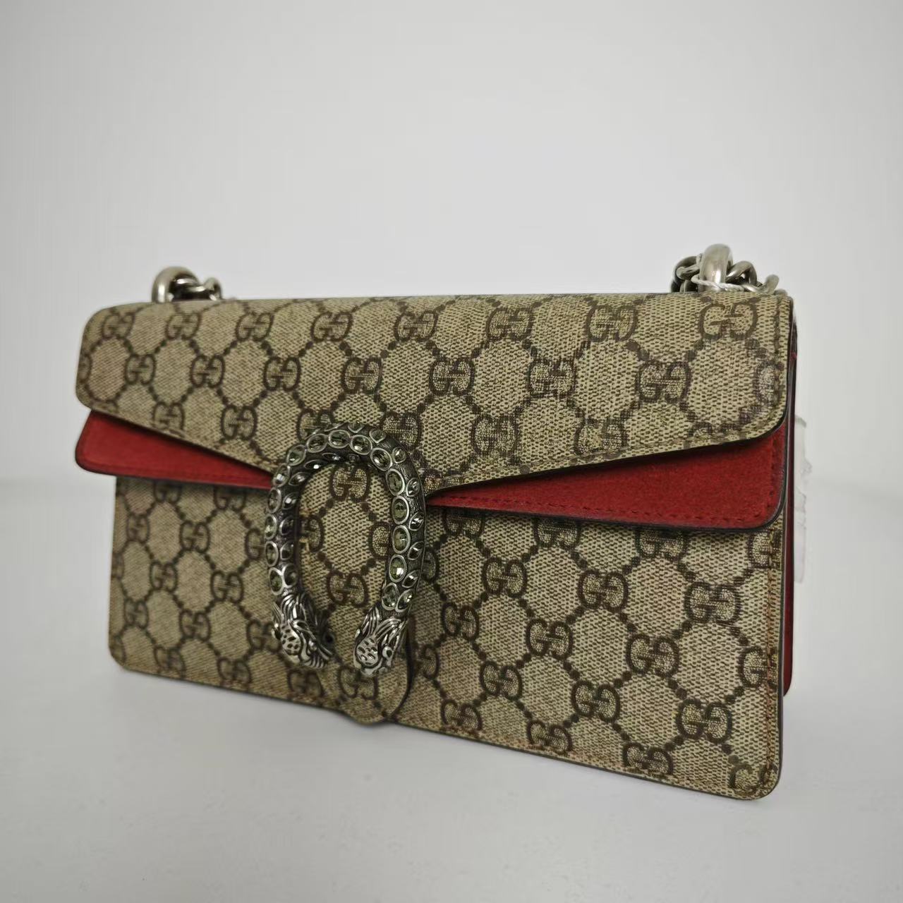 Gucci - Dionysus - GG Supreme coated canvas with suede accents - Beige and Red with Antiqued Silver-Tone Hardware - (Mini)