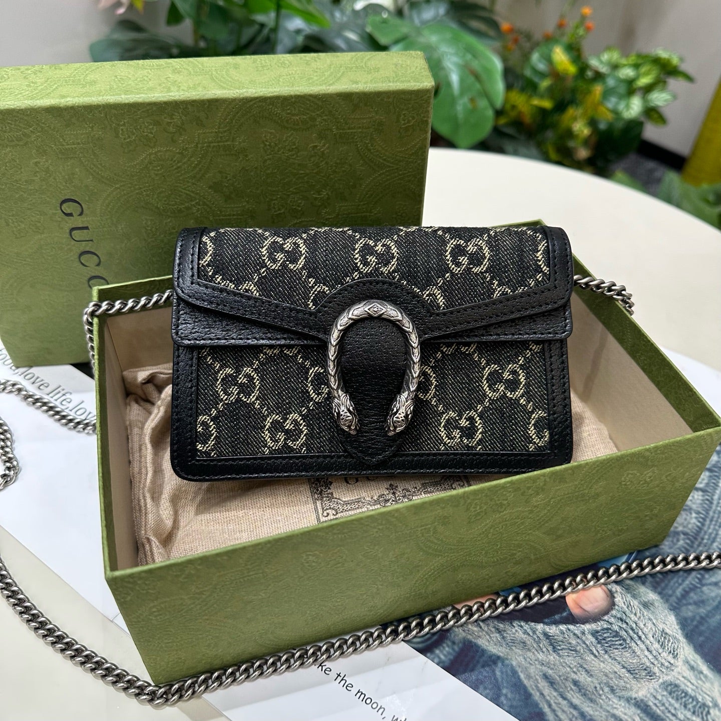 Gucci - Dionysus Mini Bag - Denim with leather trim - Black - (mini)