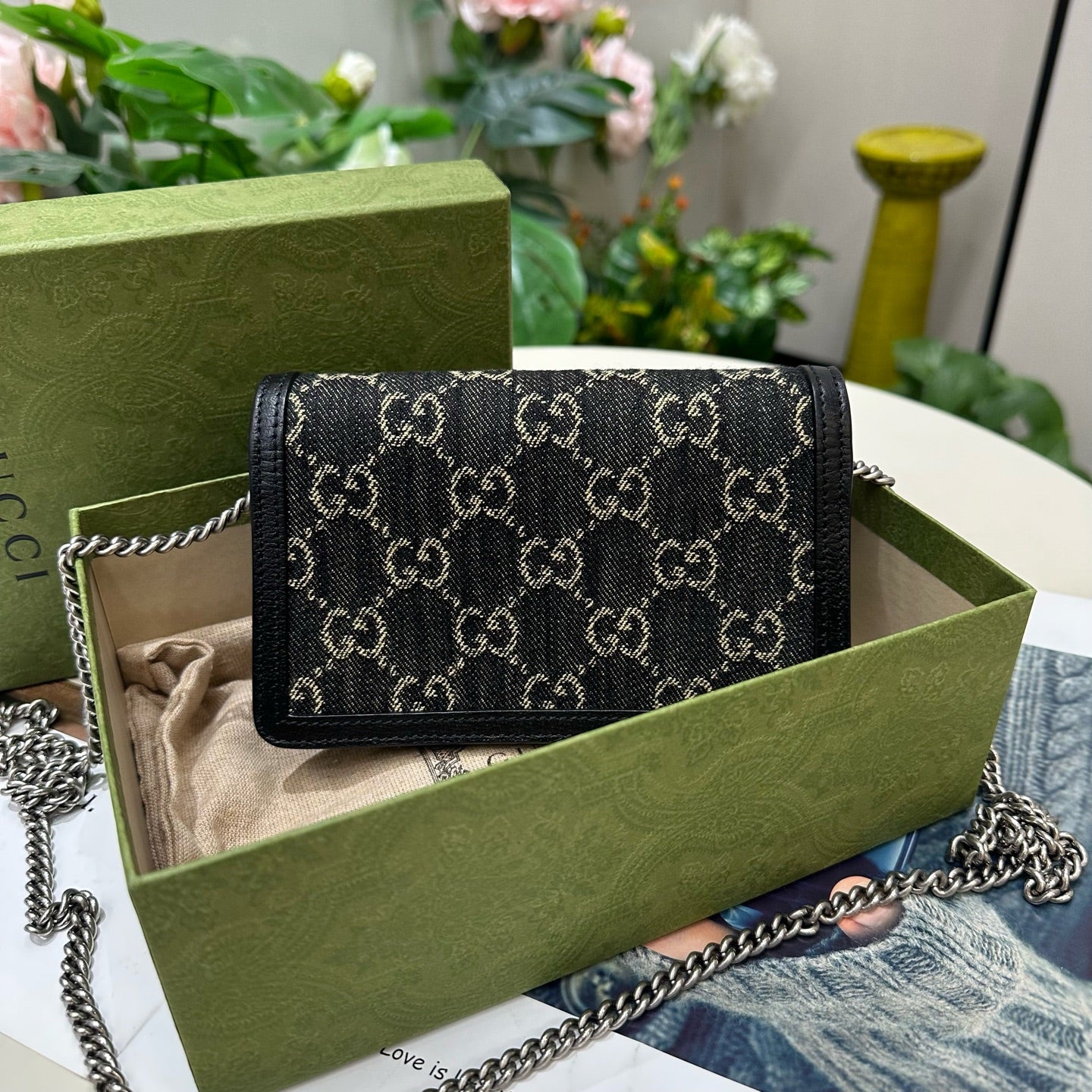 Gucci - Dionysus Mini Bag - Denim with leather trim - Black - (mini)