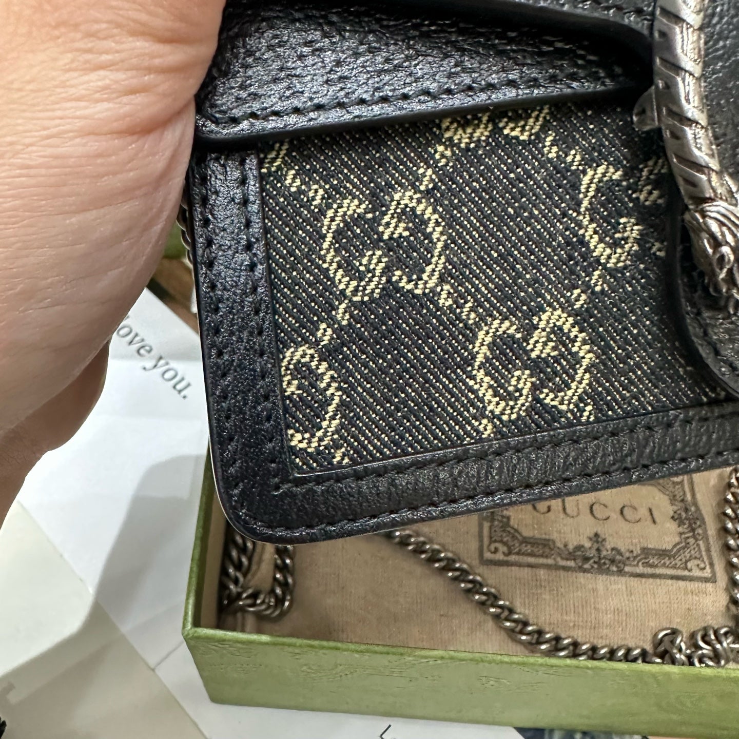 Gucci - Dionysus Mini Bag - Denim with leather trim - Black - (mini)
