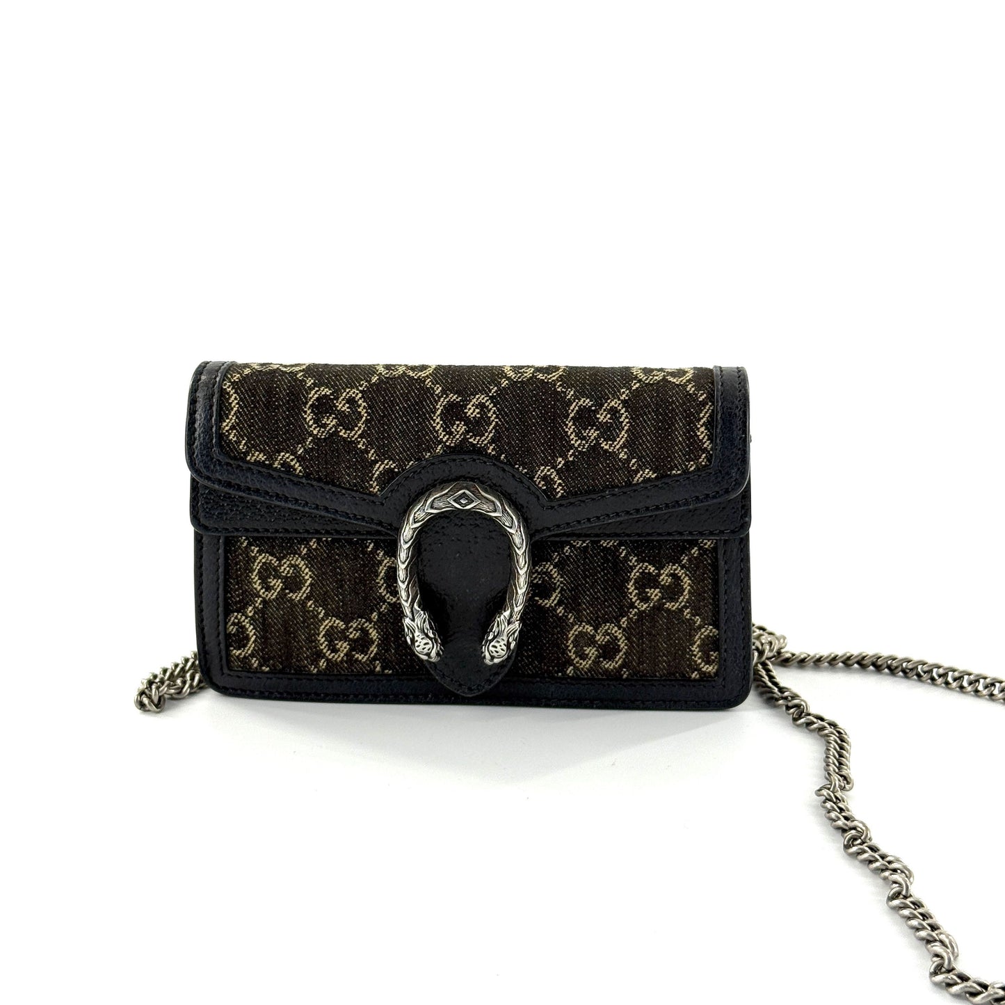 Gucci - Dionysus Mini Chain Bag 476432.0416 - Denim and textured leather - Black and Beige - (mini)