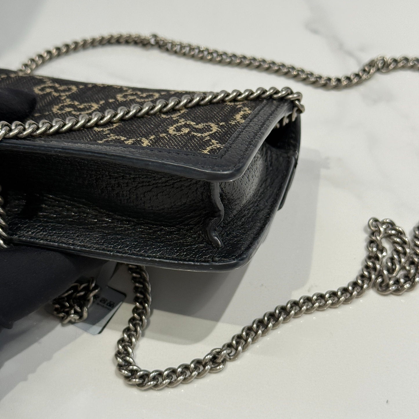 Gucci - Dionysus Mini Chain Bag 476432.0416 - Denim and textured leather - Black and Beige - (mini)