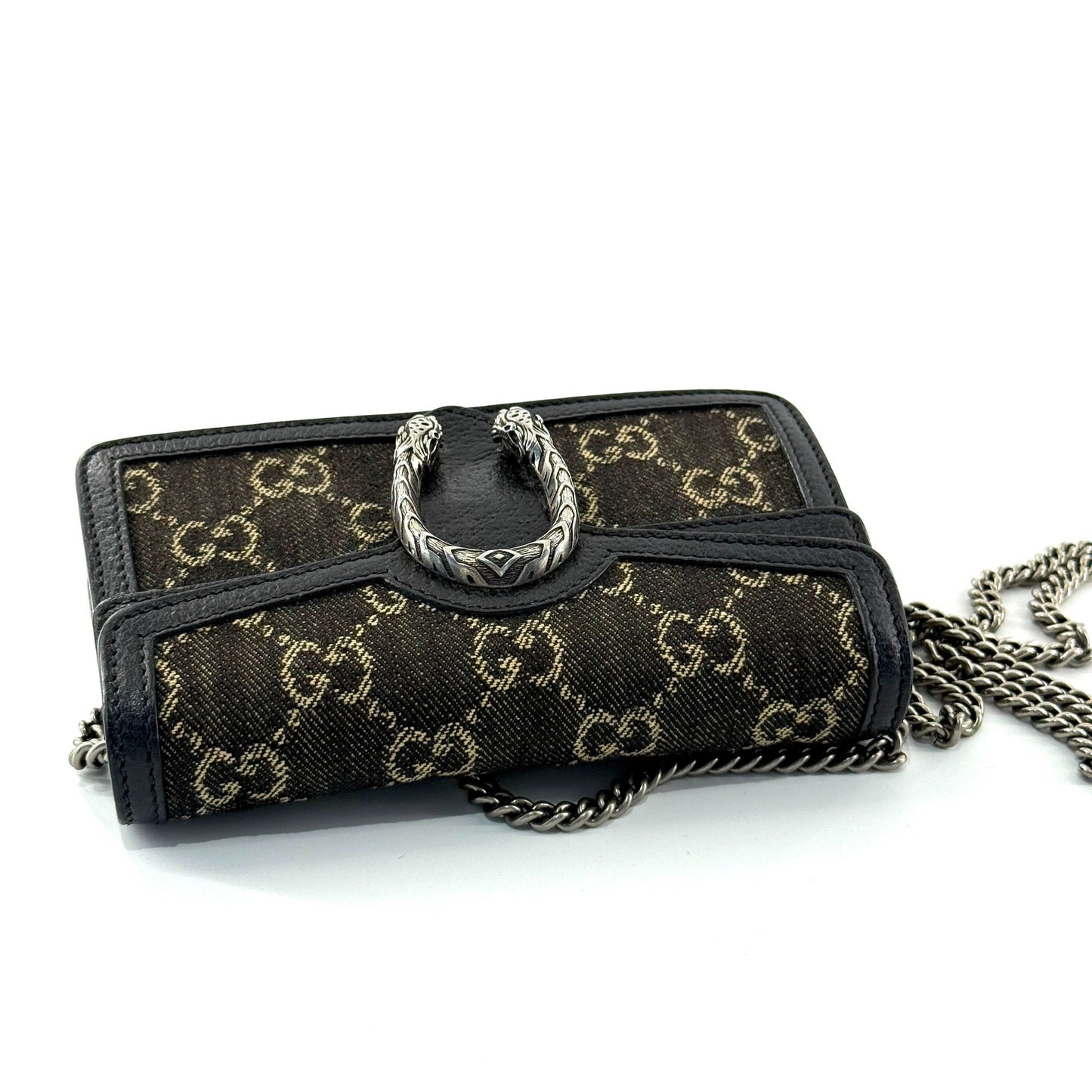 Gucci - Dionysus Mini Chain Bag 476432.0416 - Denim and textured leather - Black and Beige - (mini)