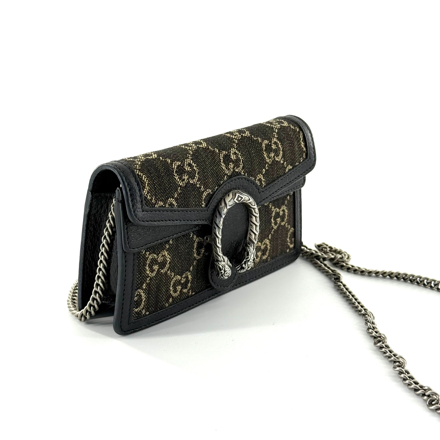 Gucci - Dionysus Mini Chain Bag 476432.0416 - Denim and textured leather - Black and Beige - (mini)